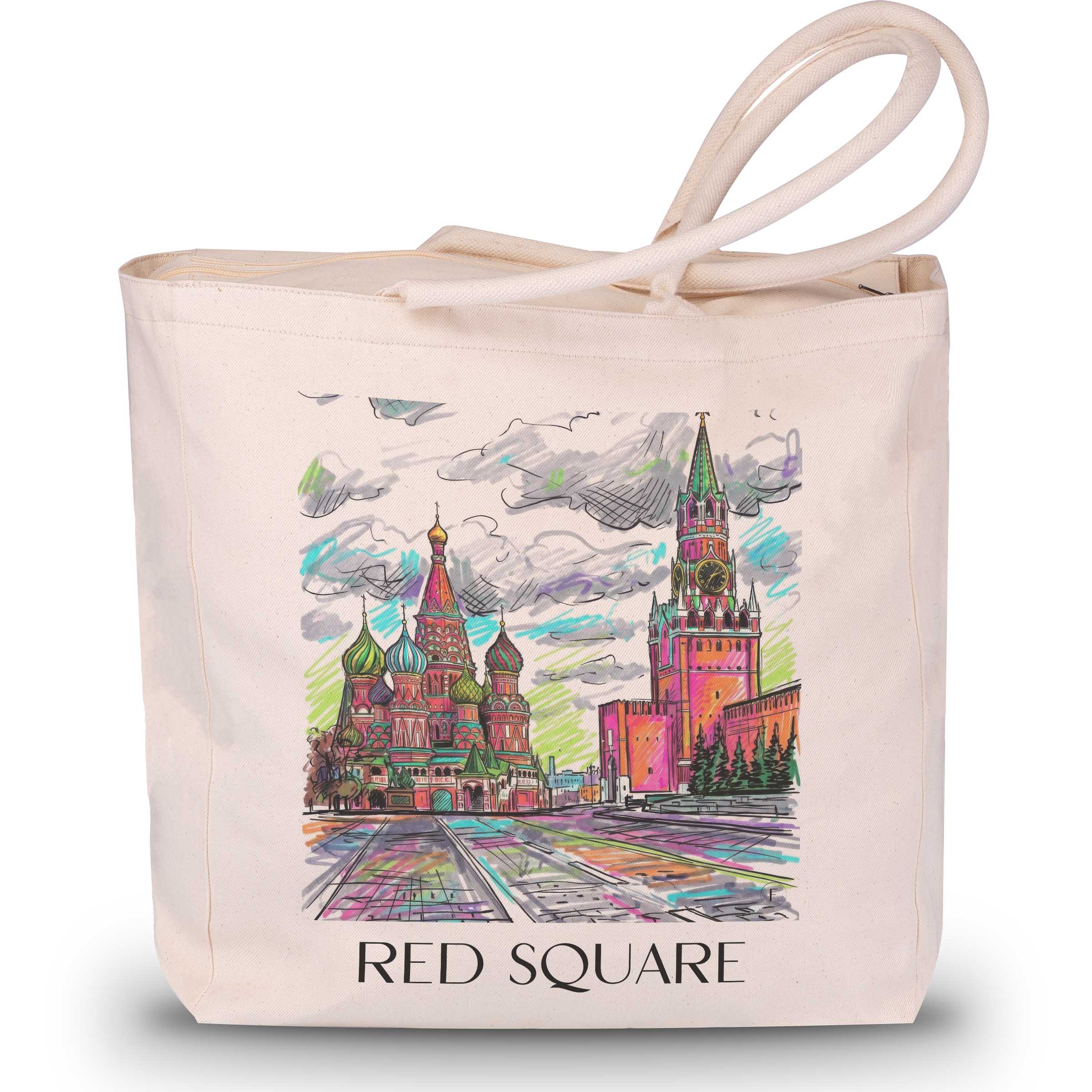 Roter Platz, Kremel - Russland Tote Bag - Einkaufstasche im Tag Graffiti Stil