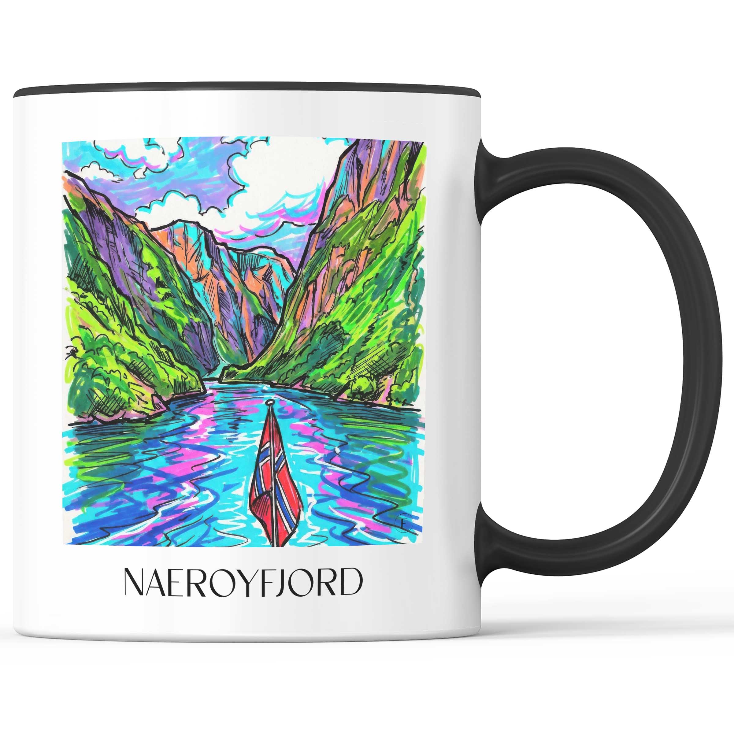 Naeroyfjord - Norwegen Becher - Kaffeetasse im Tag Graffiti Stil