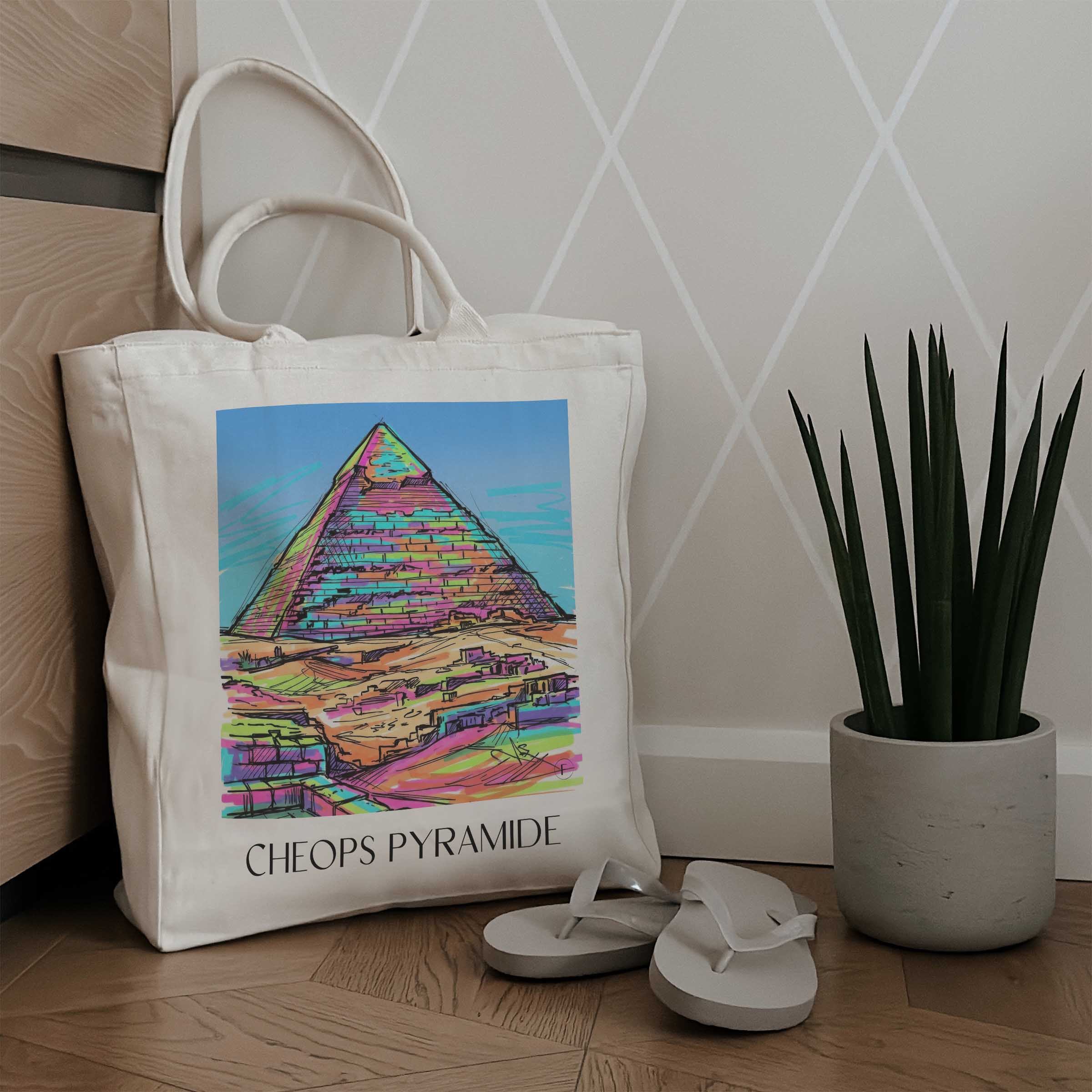 cheops-pyramide-ägypten-einkaufstasche-graffiti