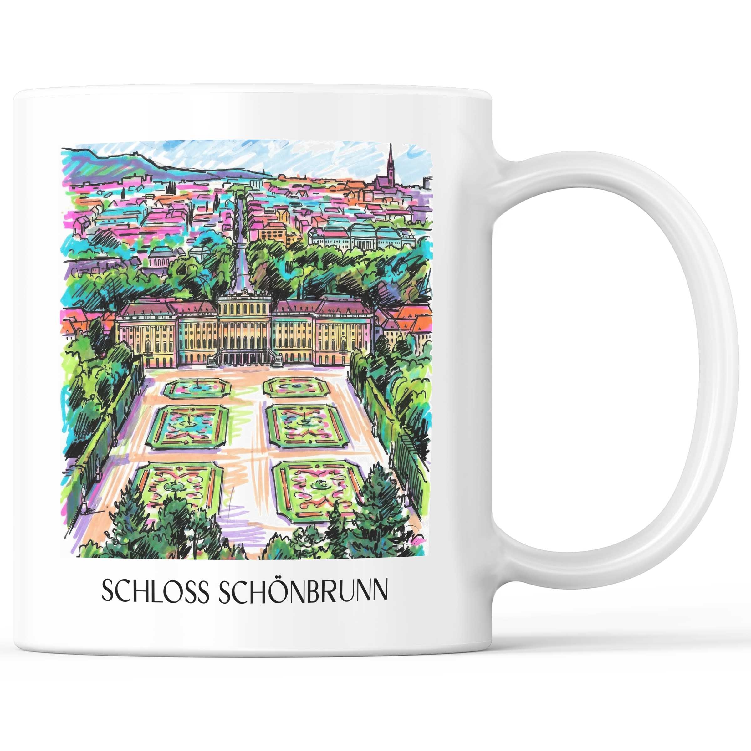 Schloss Schönbrunn Kaffeebecher - Wien - Österreich Becher - Kaffeetasse im Tag Graffiti Stil