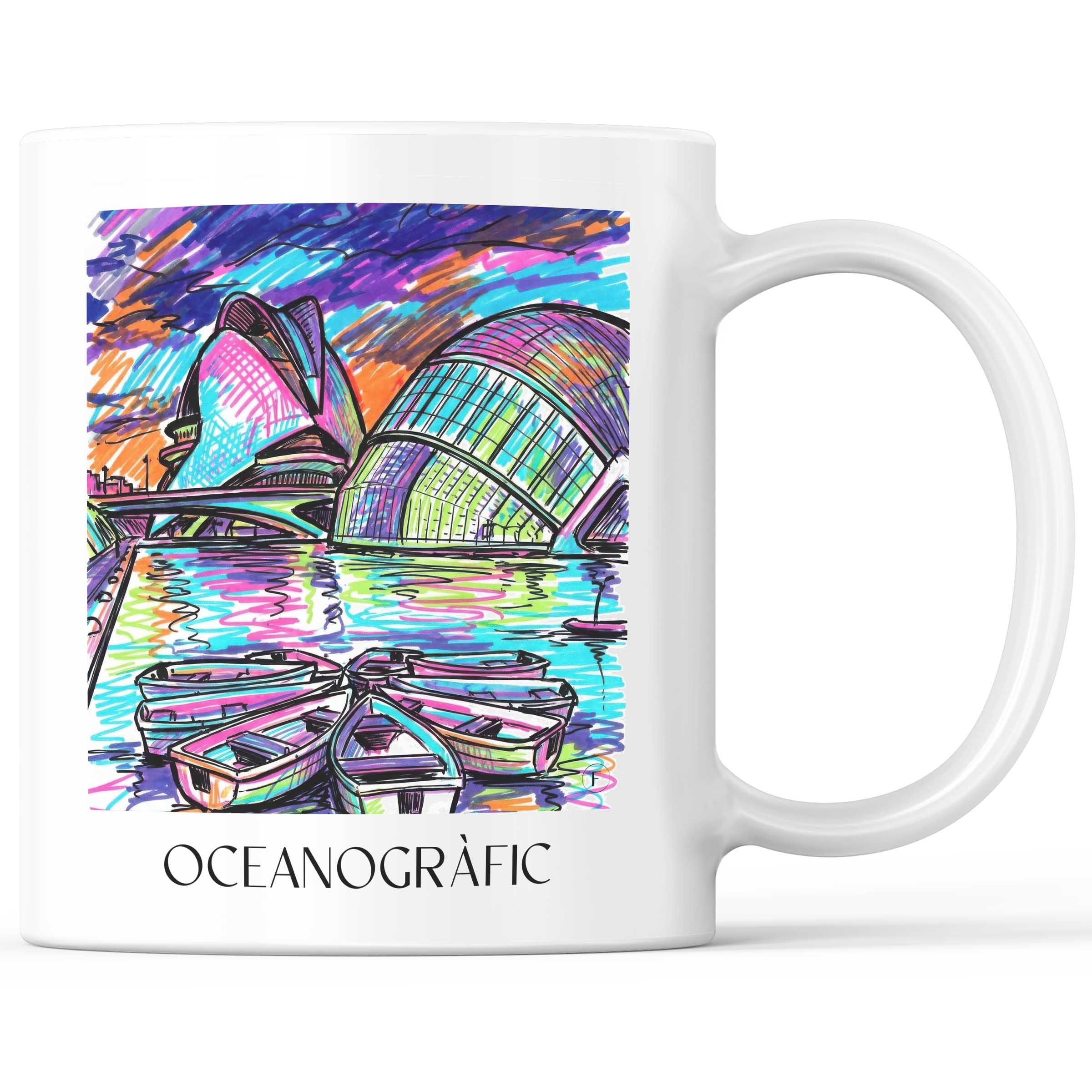 Oceanogràfic (Valencia) Kaffeebecher - Valencia - Spanien Becher - Kaffeetasse im Tag Graffiti Stil