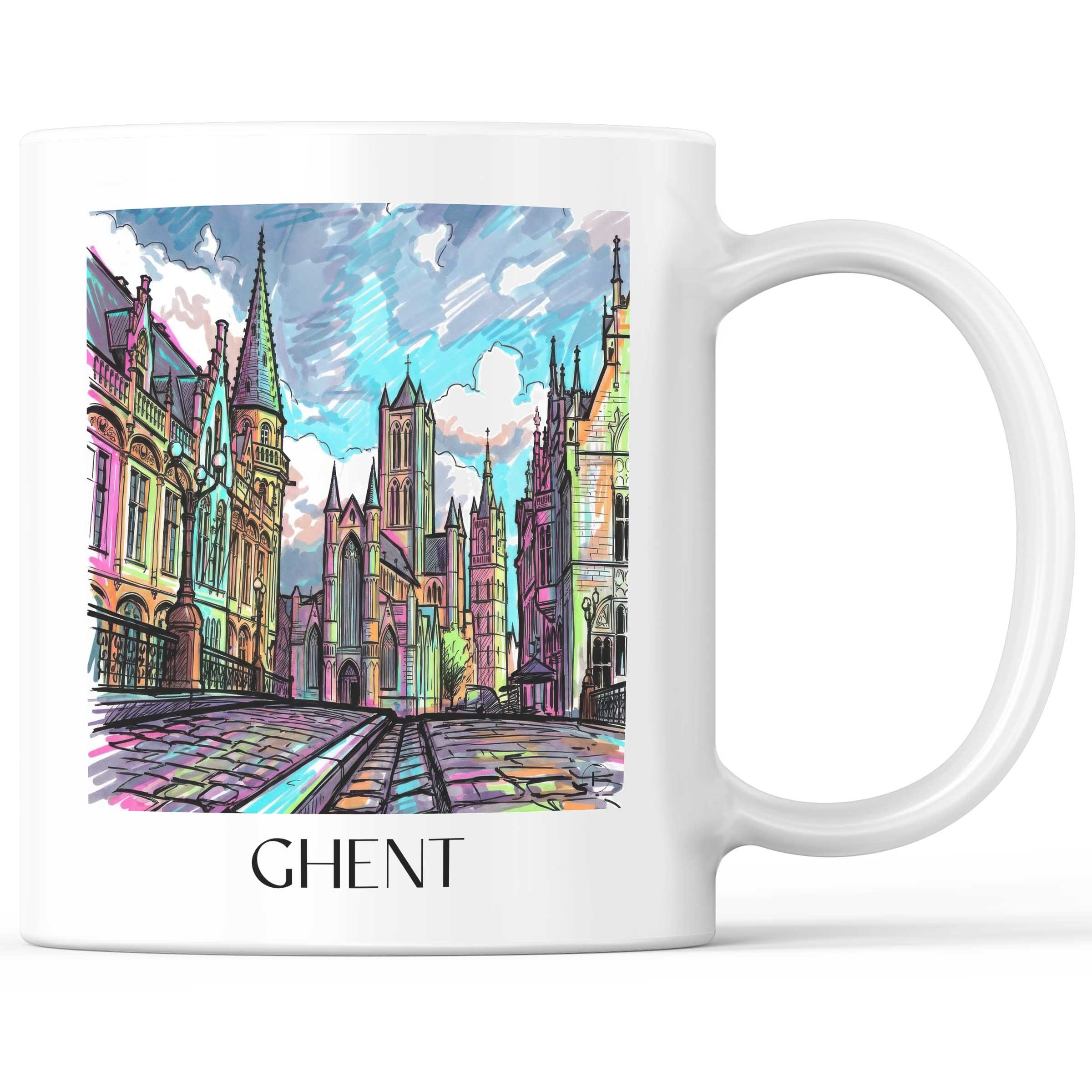 Gent Kaffeebecher - Belgien - Belgien Becher - Kaffeetasse im Tag Graffiti Stil