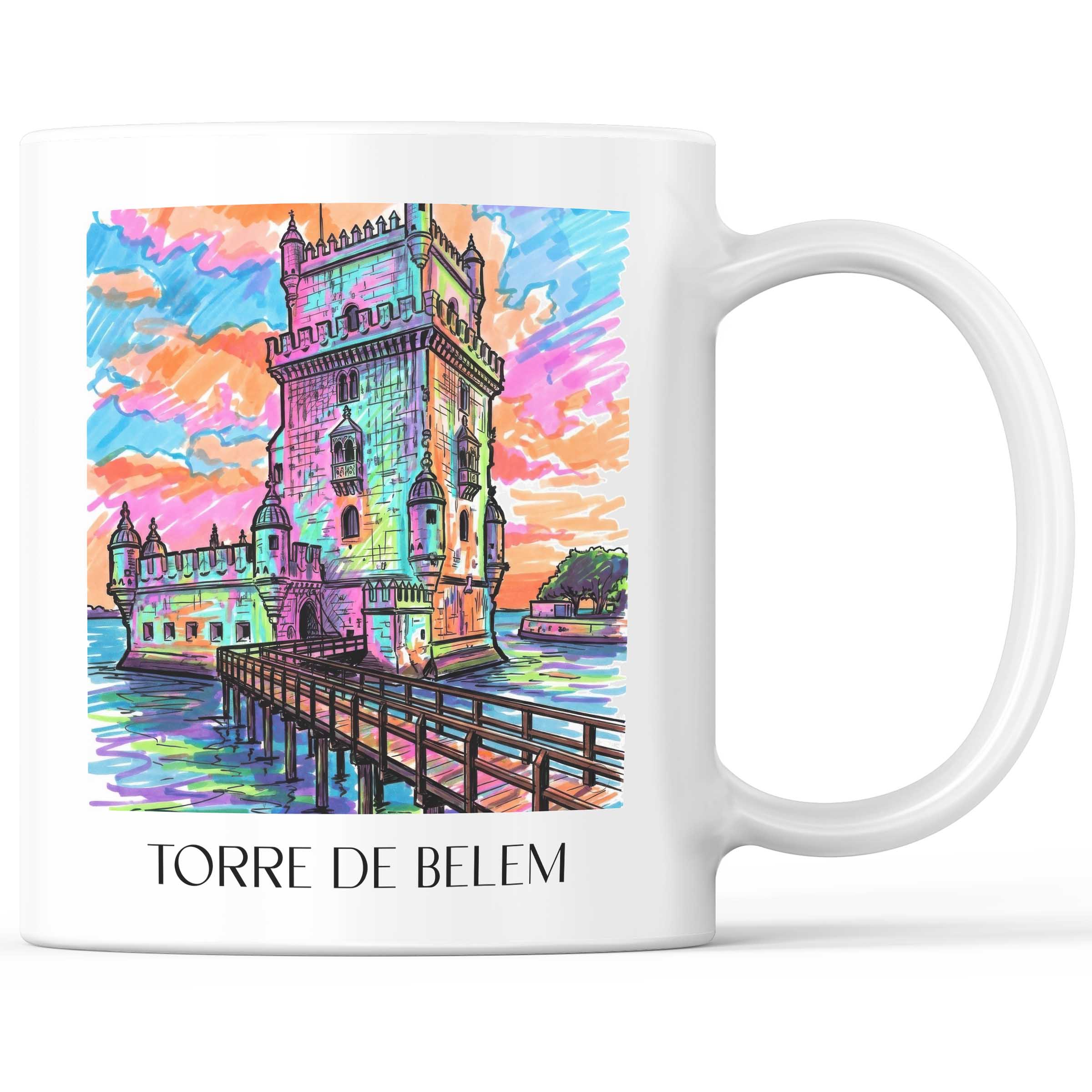 Torre de Belem Kaffeebecher - Lissabon - Portugal Becher - Kaffeetasse im Tag Graffiti Stil