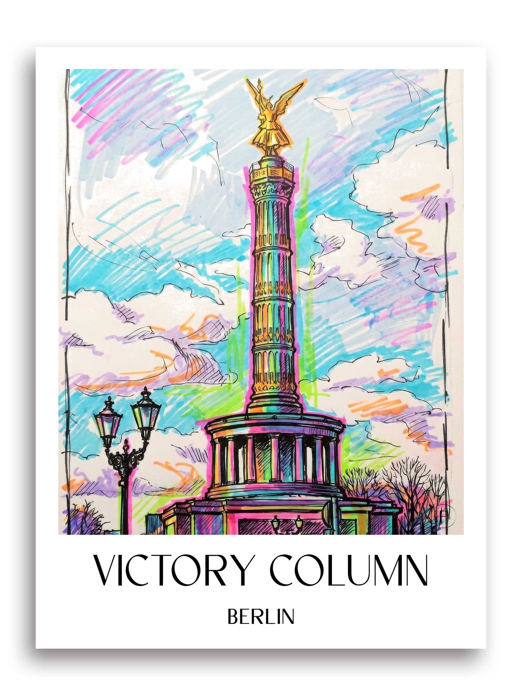 Siegessäule Poster - Berlin - Deutschland Kunstdruck - Tag Graffiti von A4 bis A1