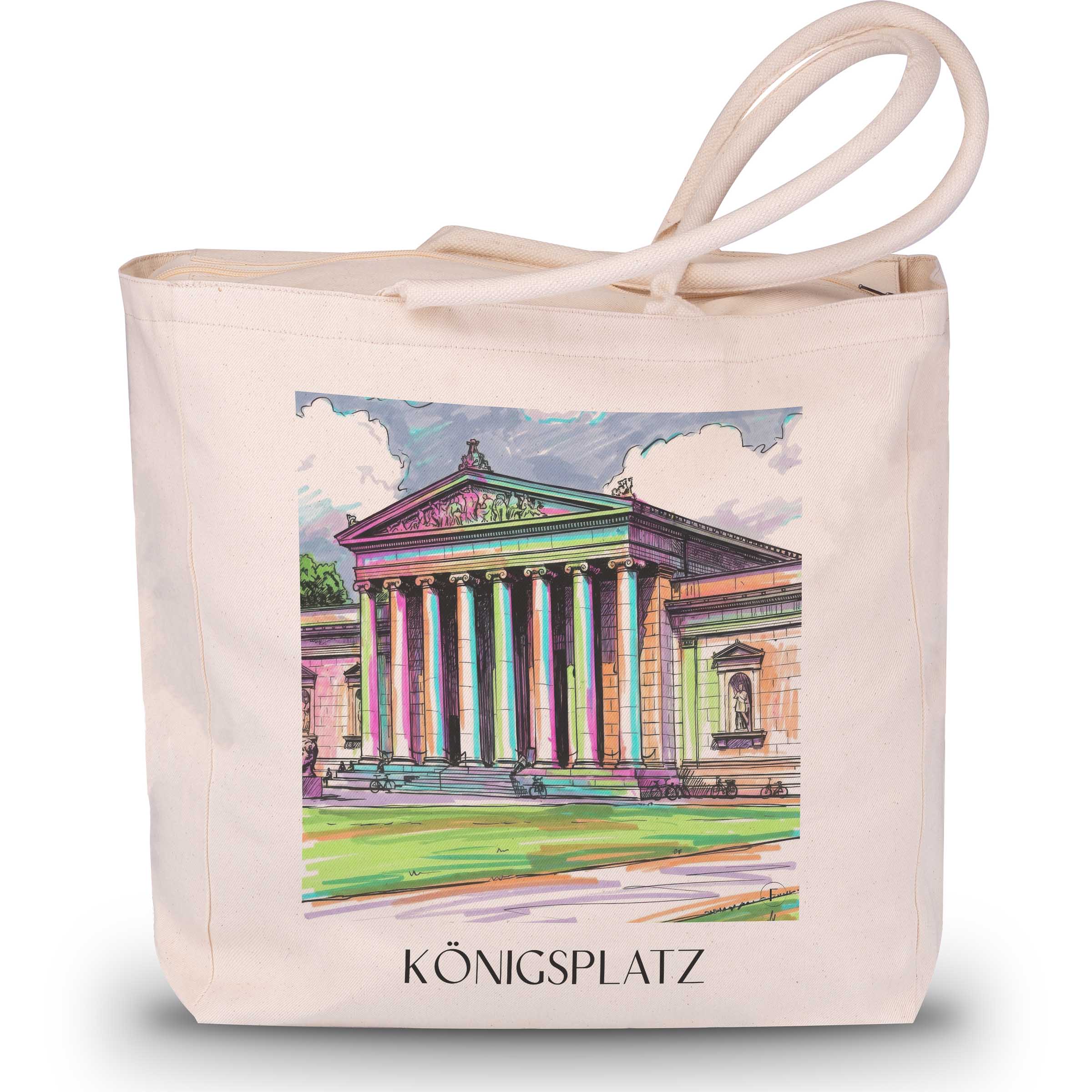 Königsplatz Shopping Tasche - München - Deutschland Tote Bag - Einkaufstasche im Tag Graffiti Stil