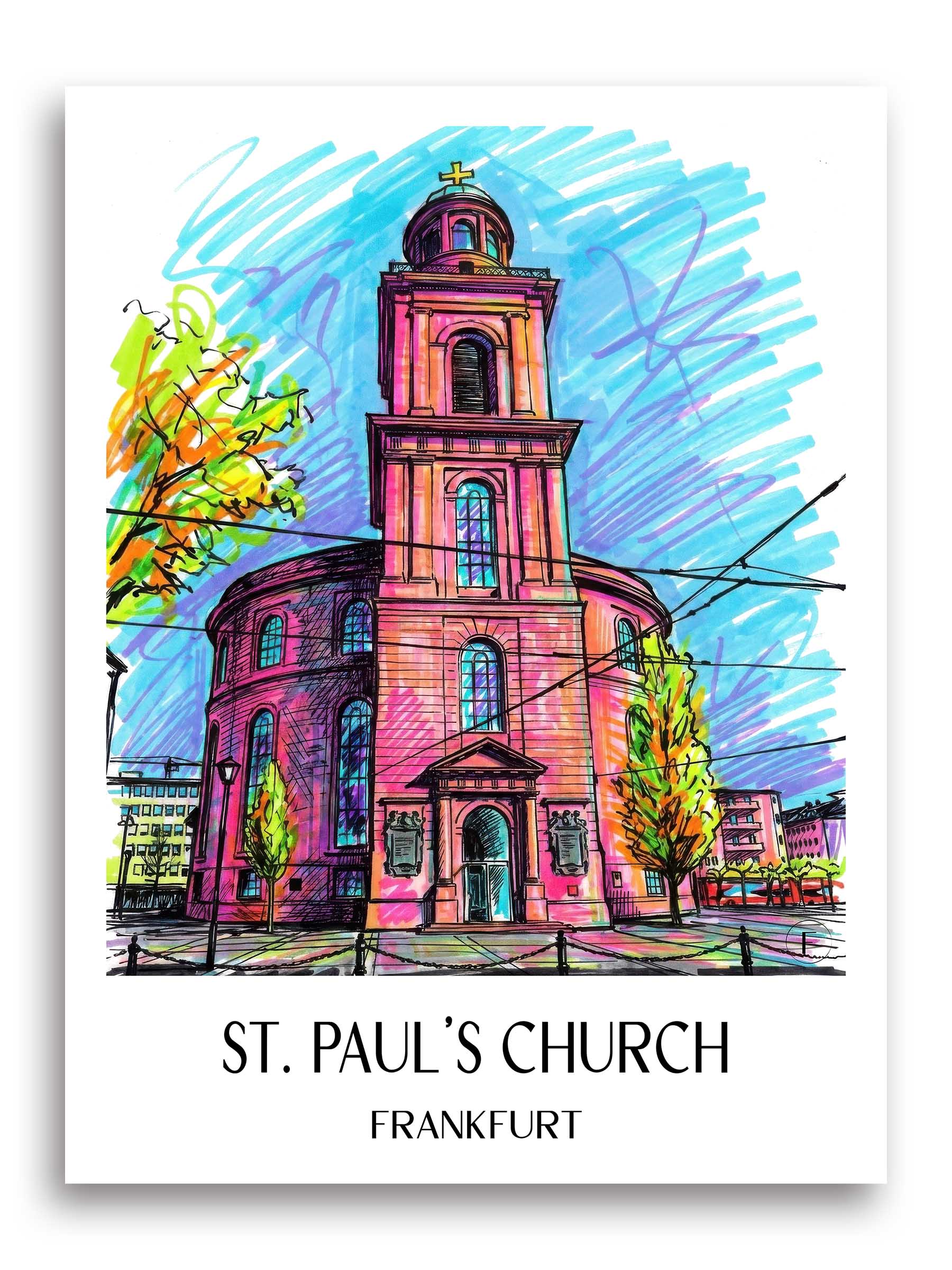 Paulskirche Poster - Frankfurt - Deutschland Kunstdruck - Tag Graffiti von A4 bis A1