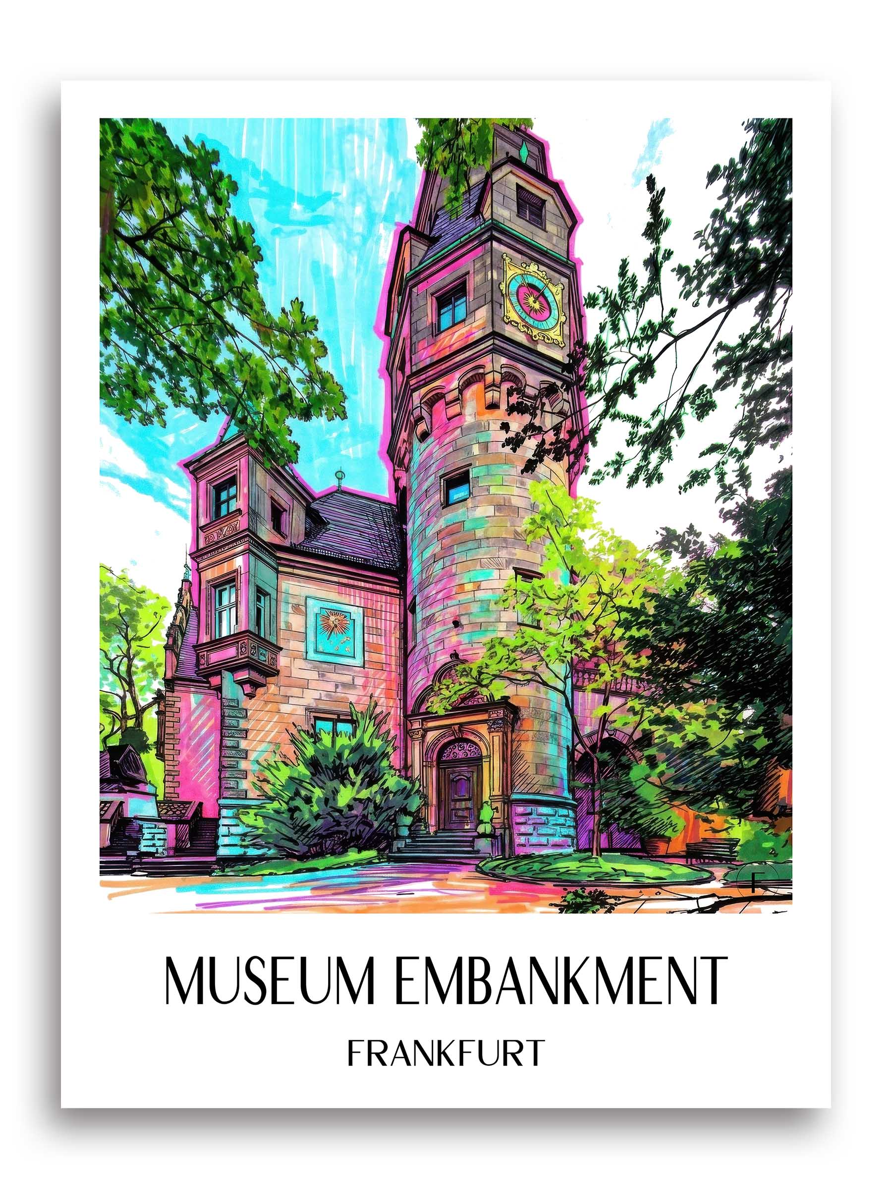 Museumsufer Poster - Frankfurt - Deutschland Kunstdruck - Tag Graffiti von A4 bis A1