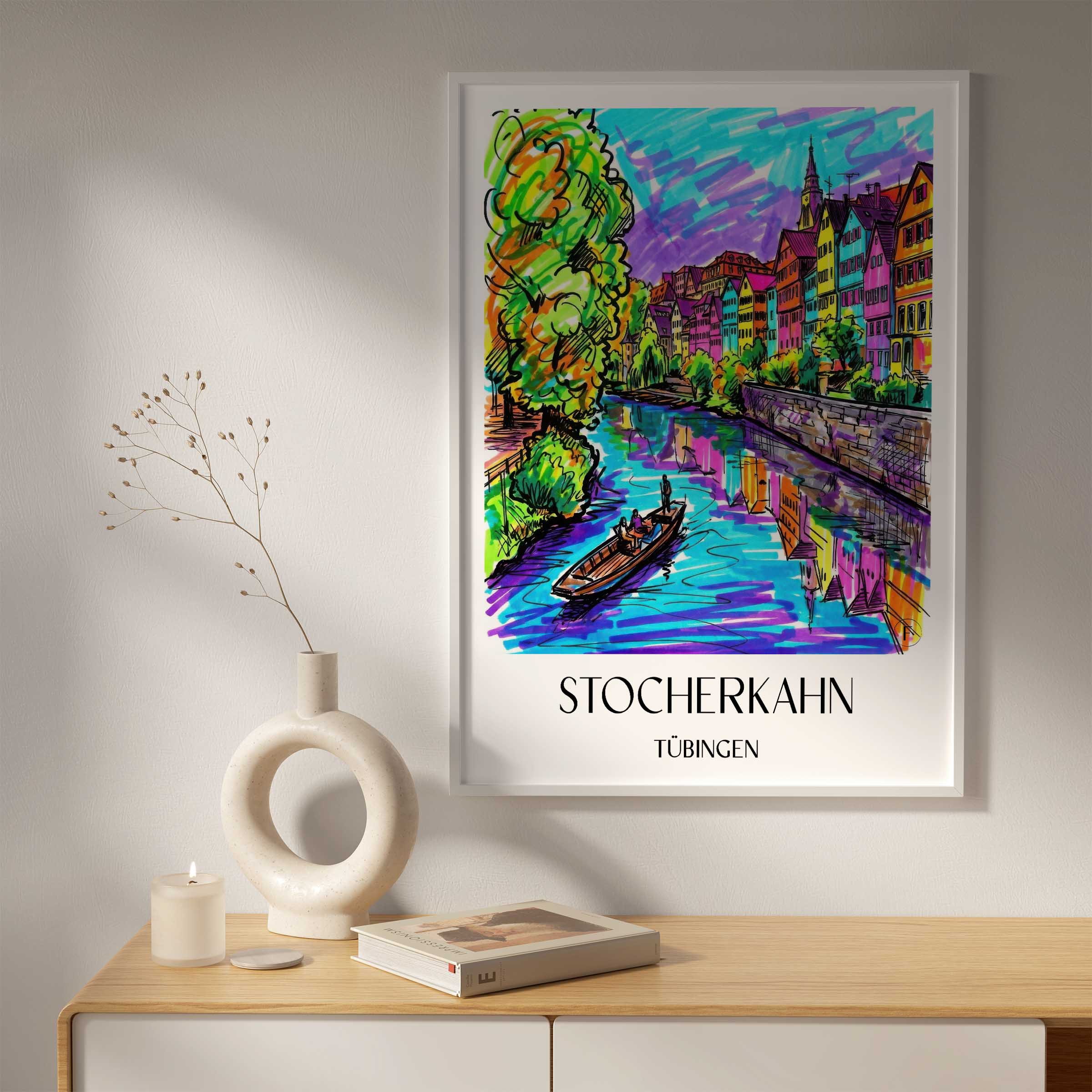stocherkahn-tübingen-deutschland-poster-graffiti