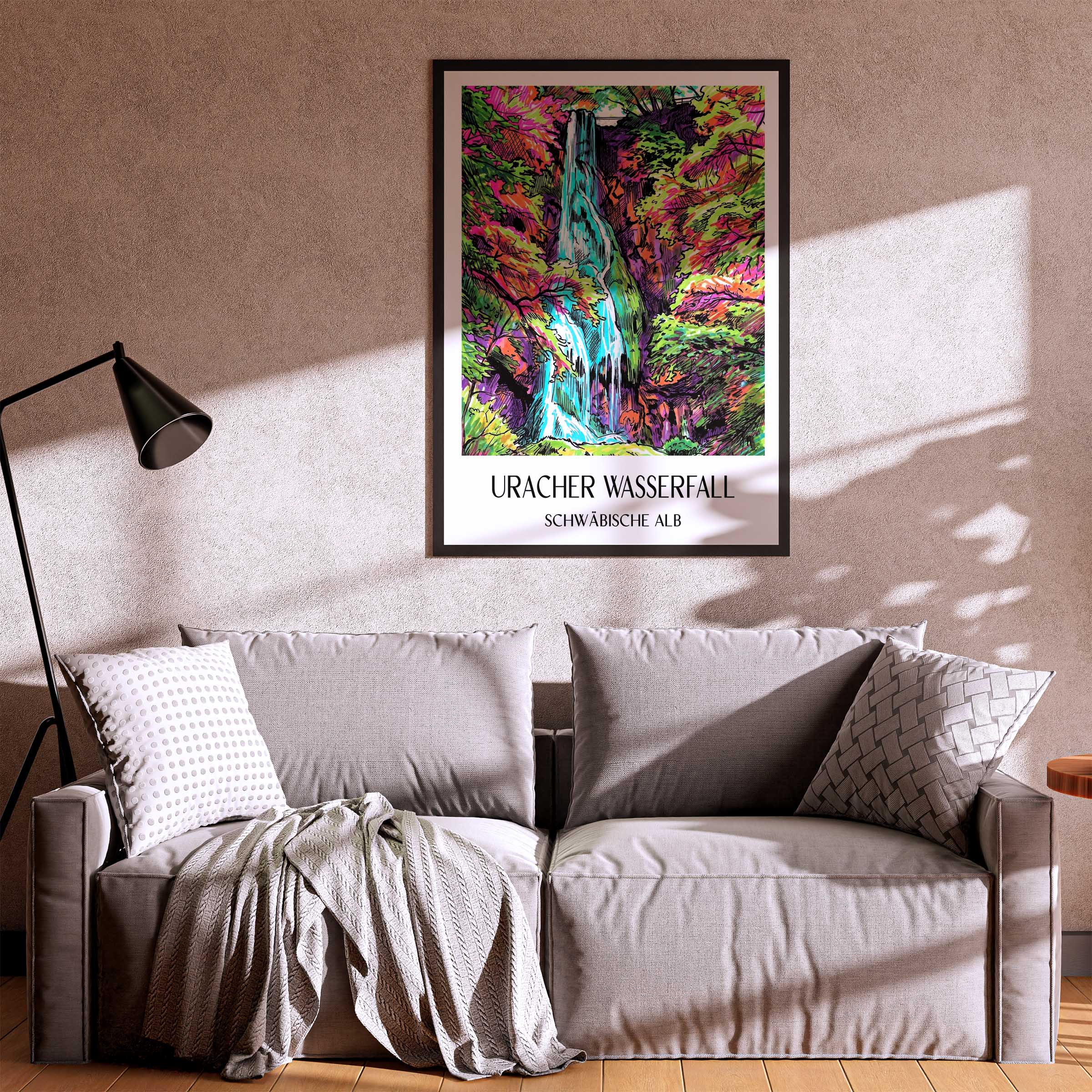 uracher-wasserfall-schwäbische-alb-deutschland-poster-graffiti