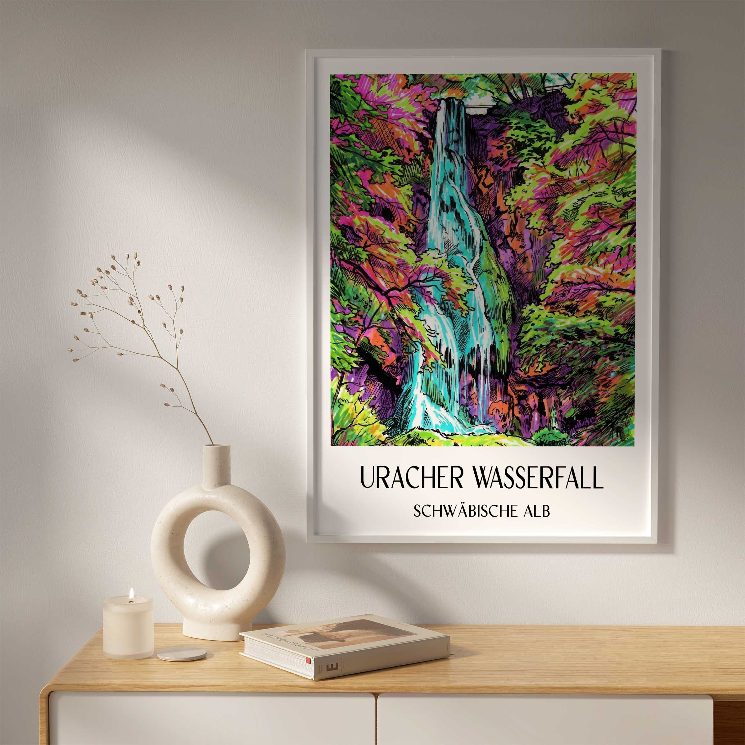 uracher-wasserfall-schwäbische-alb-deutschland-poster-graffiti