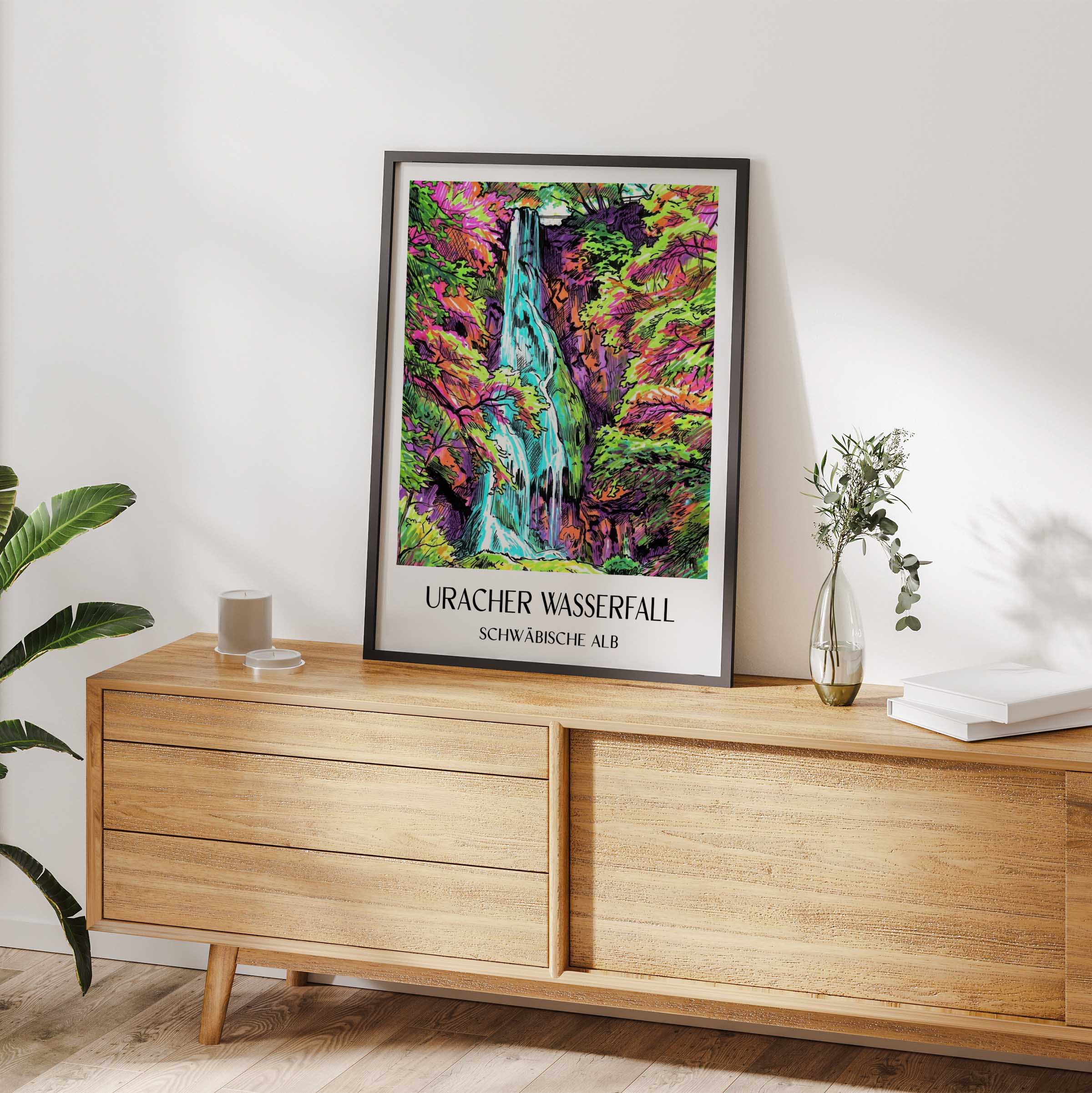 uracher-wasserfall-schwäbische-alb-deutschland-poster-graffiti