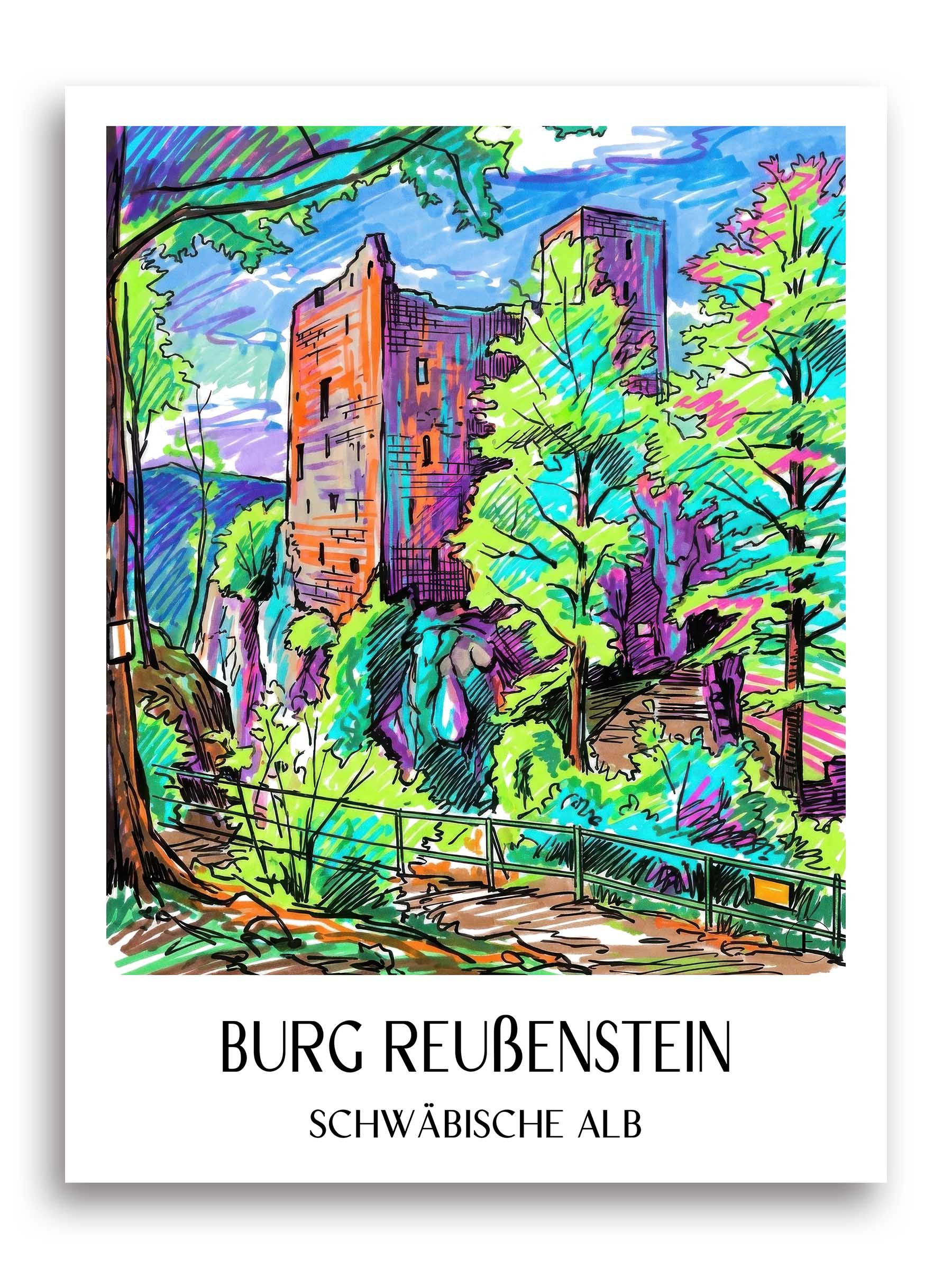 burg-reußenstein-schwäbische-alb-deutschland-poster-graffiti