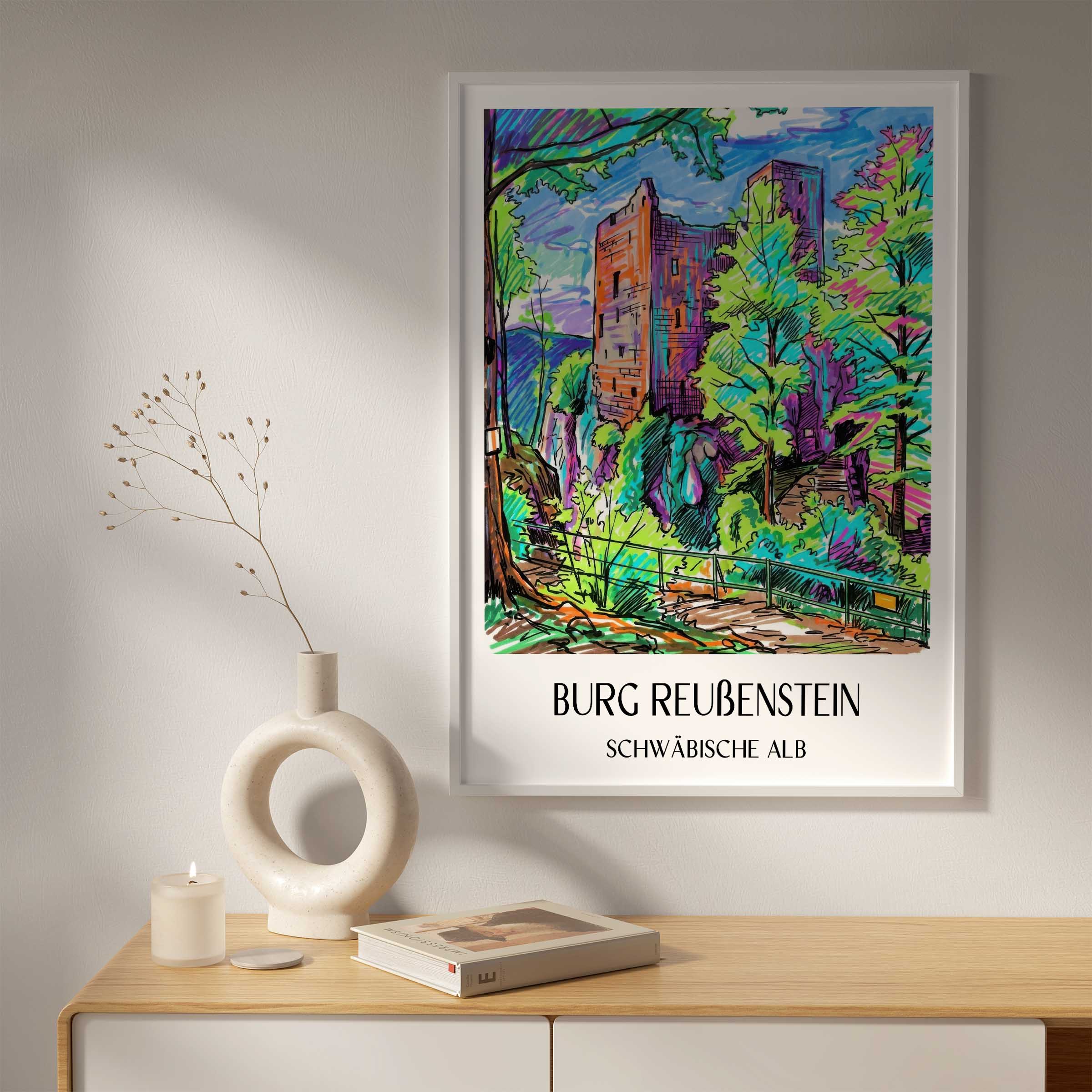 burg-reußenstein-schwäbische-alb-deutschland-poster-graffiti