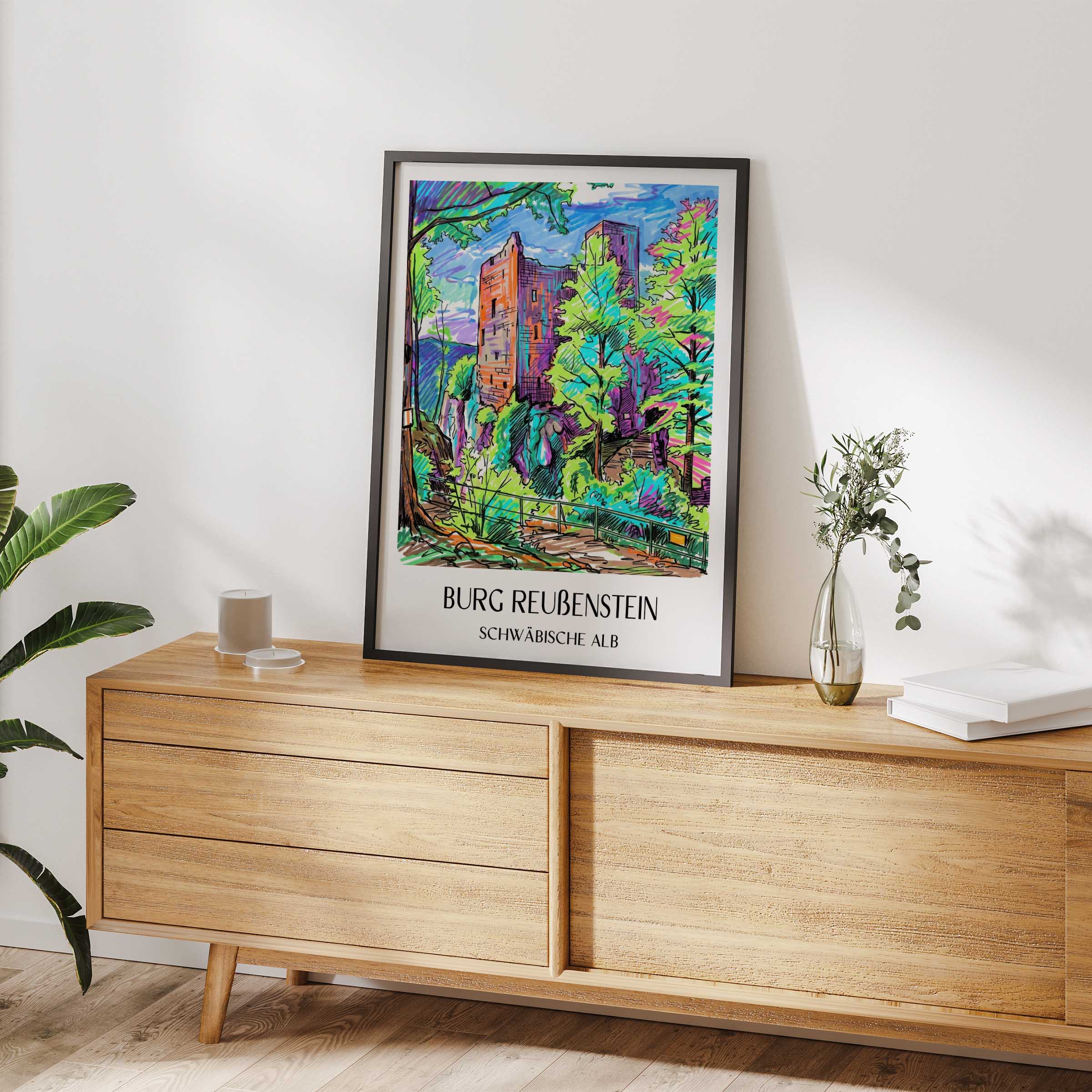 burg-reußenstein-schwäbische-alb-deutschland-poster-graffiti