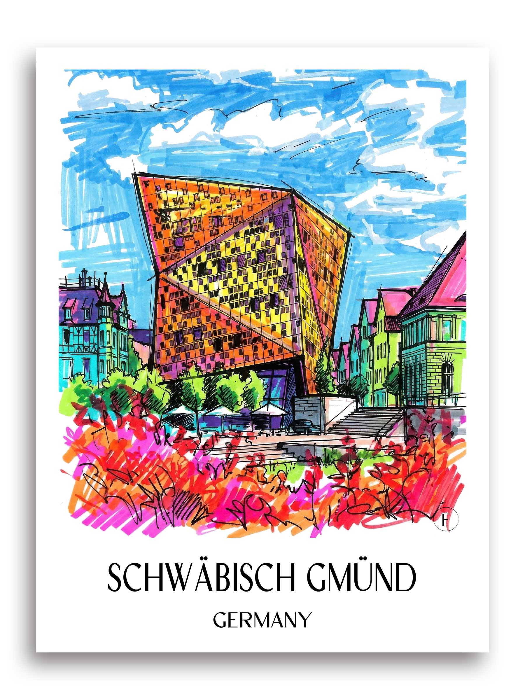 Schwäbisch Gmünd Poster - - Deutschland Kunstdruck - Tag Graffiti von A4 bis A1
