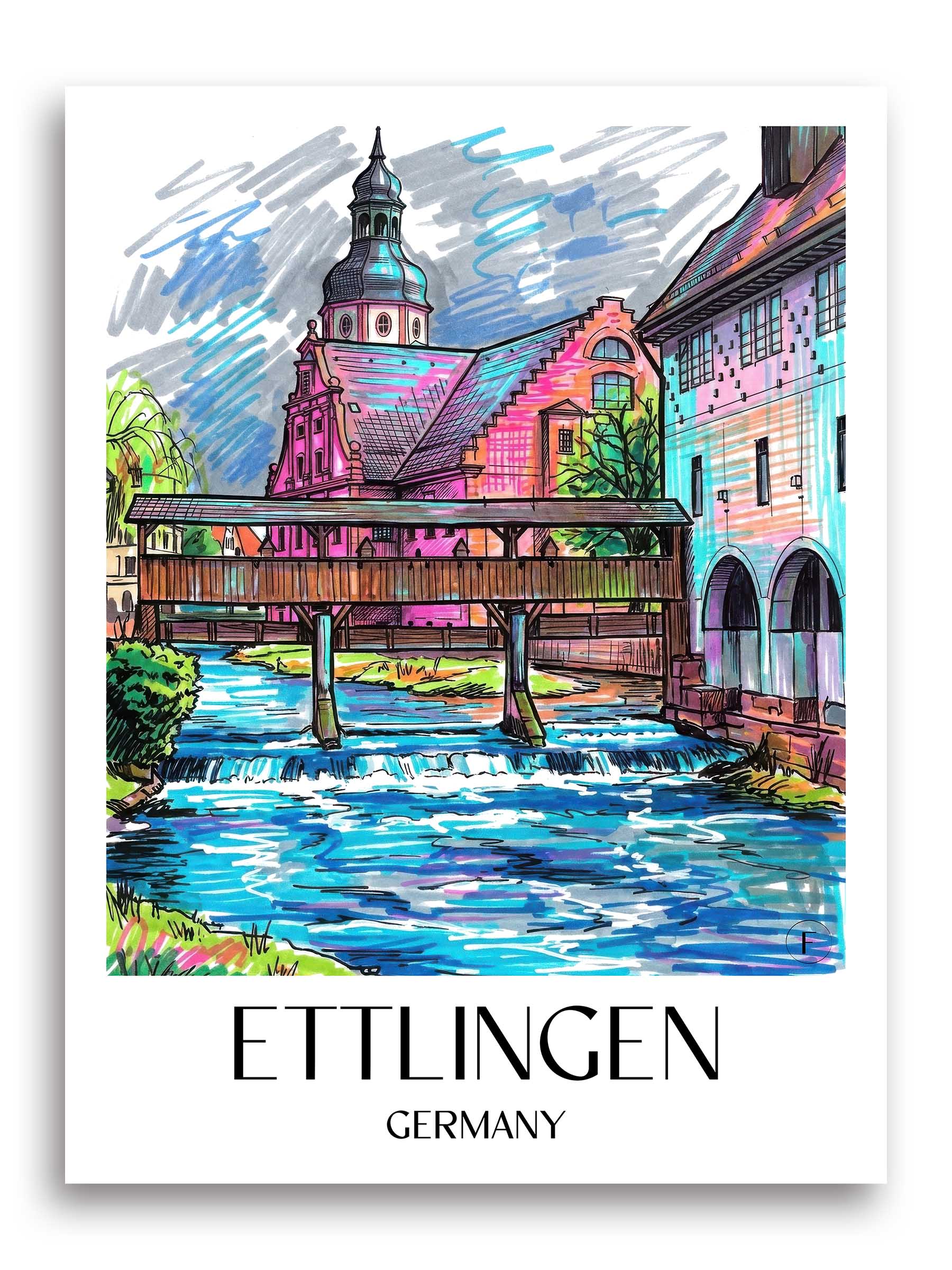 Ettlingen Poster - - Deutschland Kunstdruck - Tag Graffiti von A4 bis A1