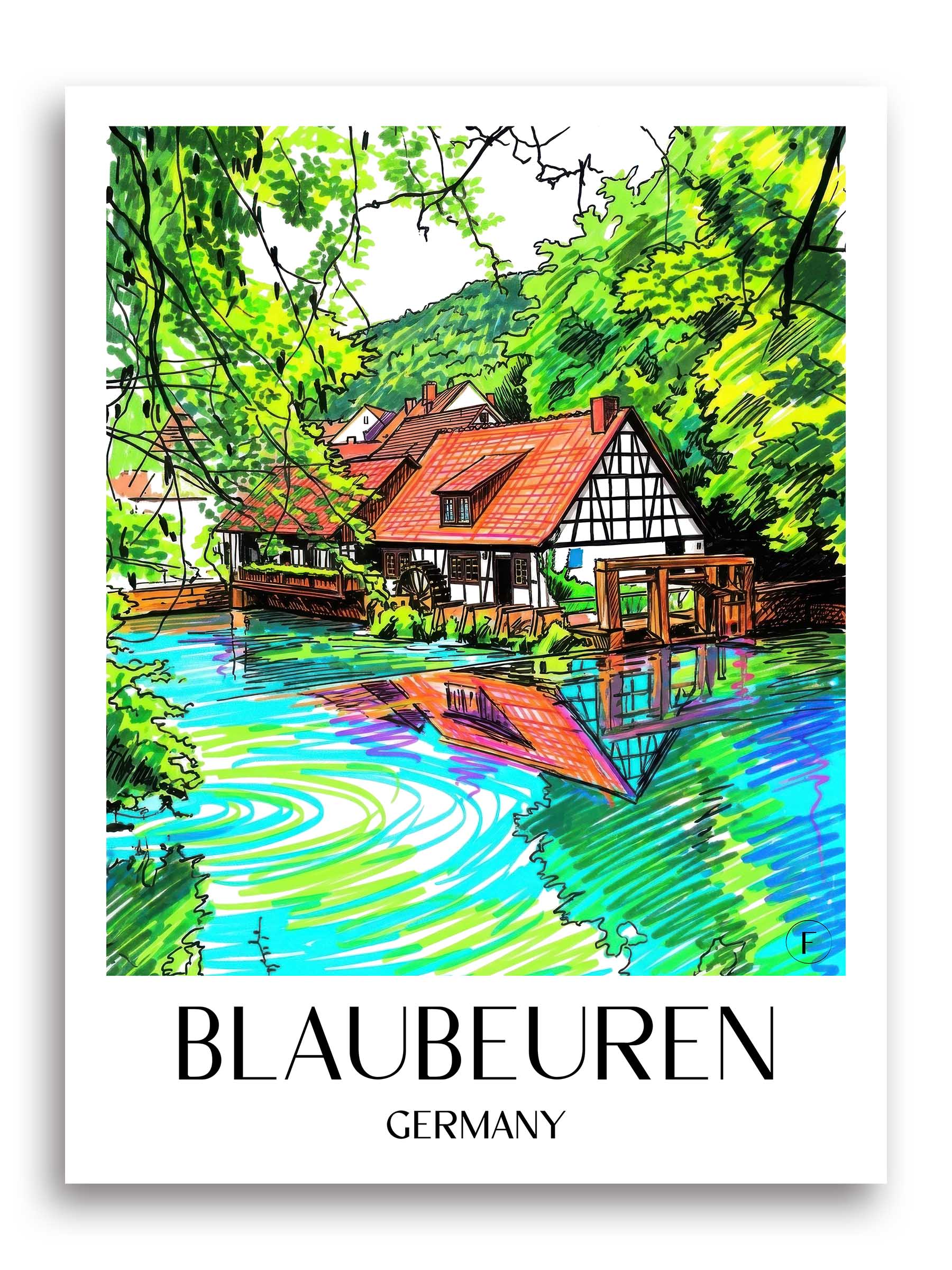 Blaubeuren Poster - - Deutschland Kunstdruck - Tag Graffiti von A4 bis A1