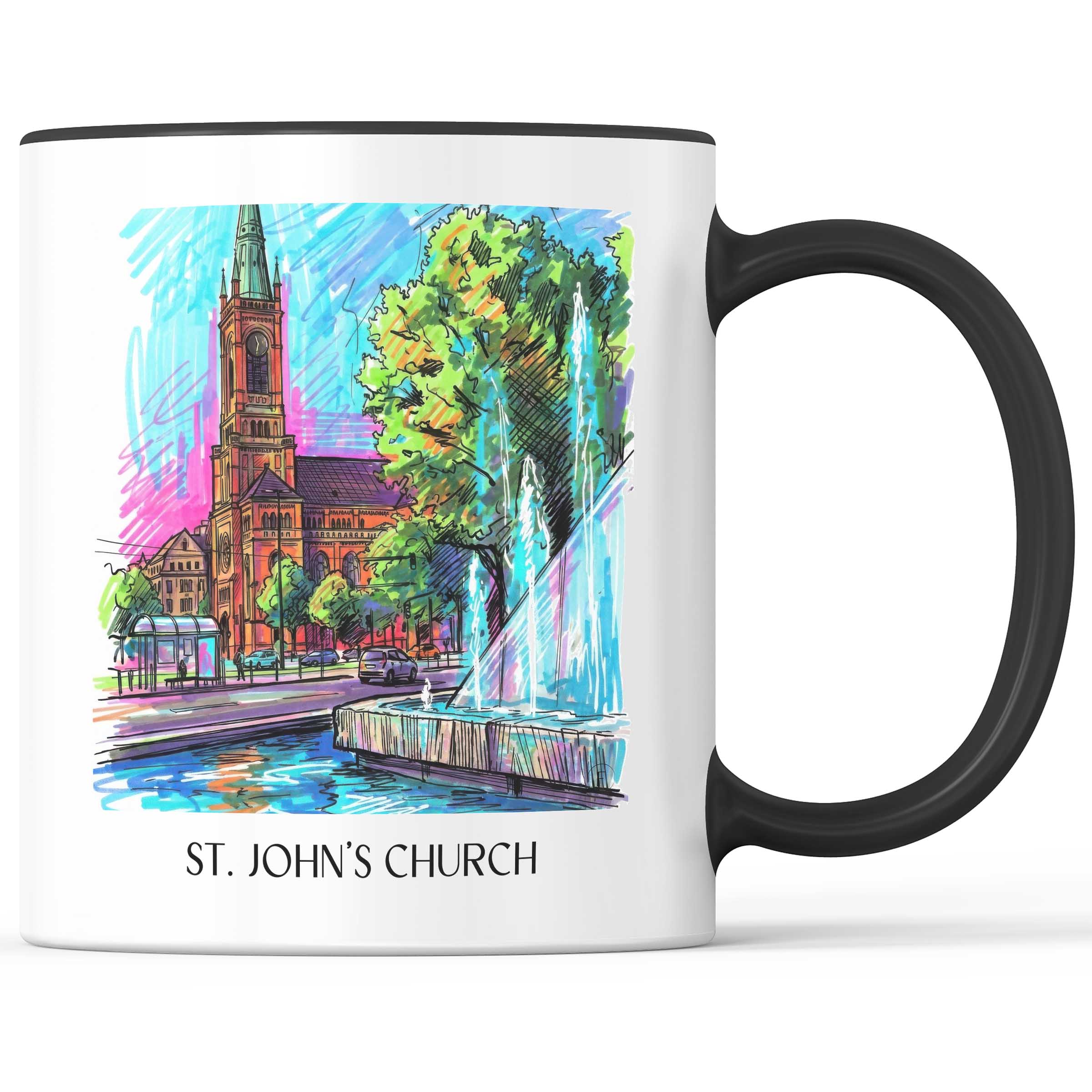 Johanneskirche Kaffeebecher - Düsseldorf - Deutschland Becher - Kaffeetasse im Tag Graffiti Stil