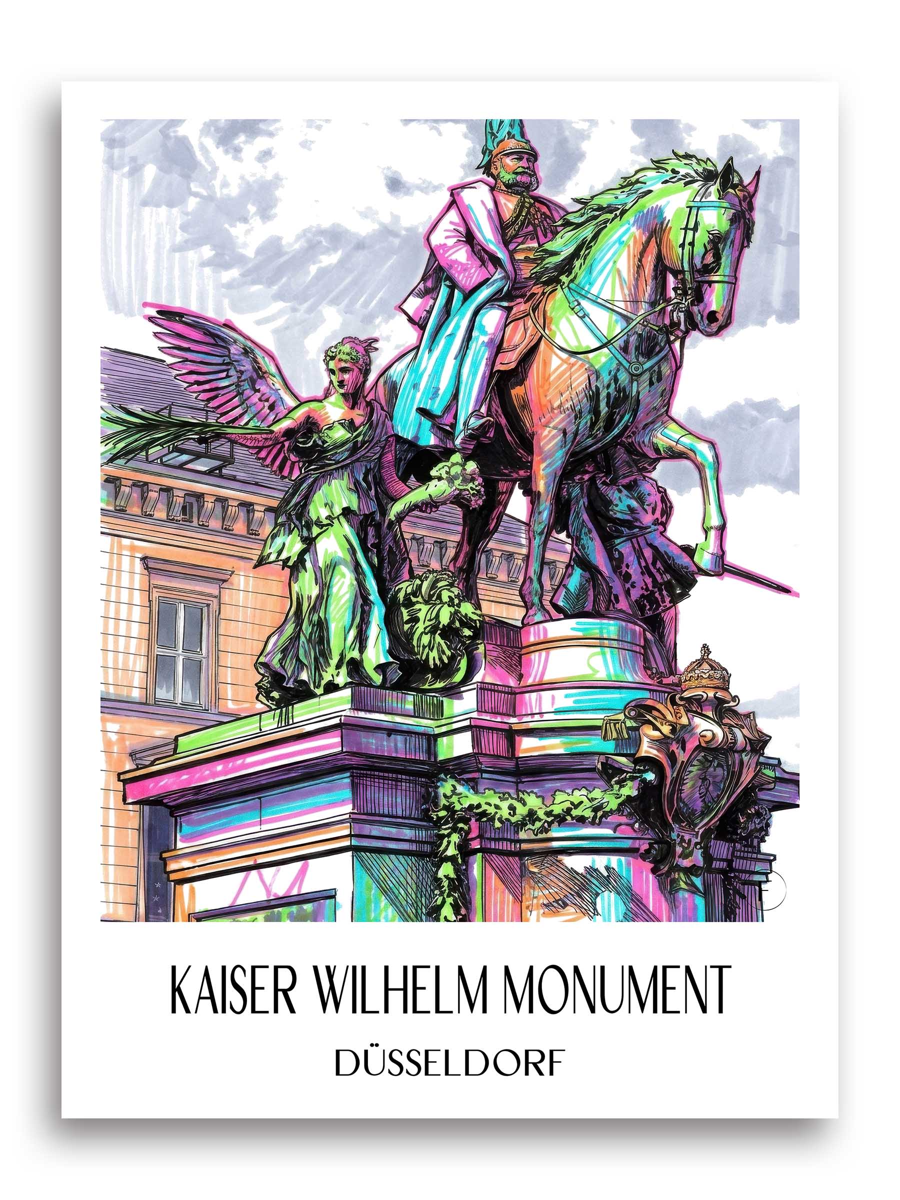 Kaiser-Wilhelm-Denkmal Poster - Düsseldorf - Deutschland Kunstdruck - Tag Graffiti von A4 bis A1