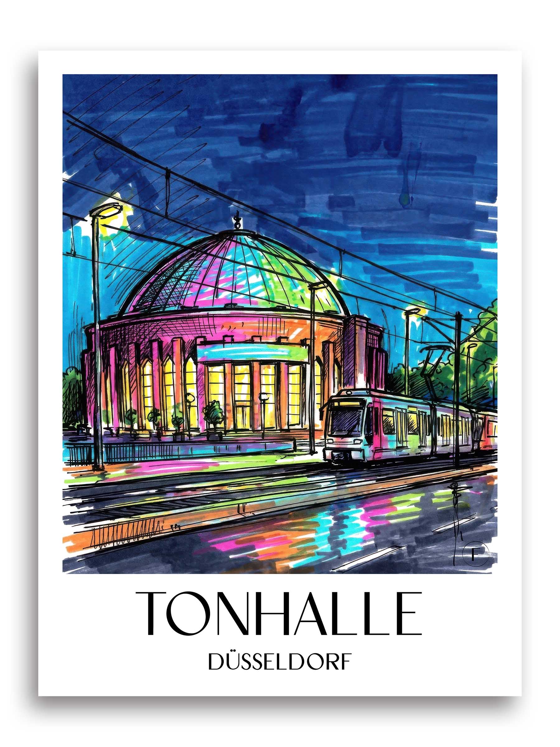 Tonhalle Poster - Düsseldorf - Deutschland Kunstdruck - Tag Graffiti von A4 bis A1