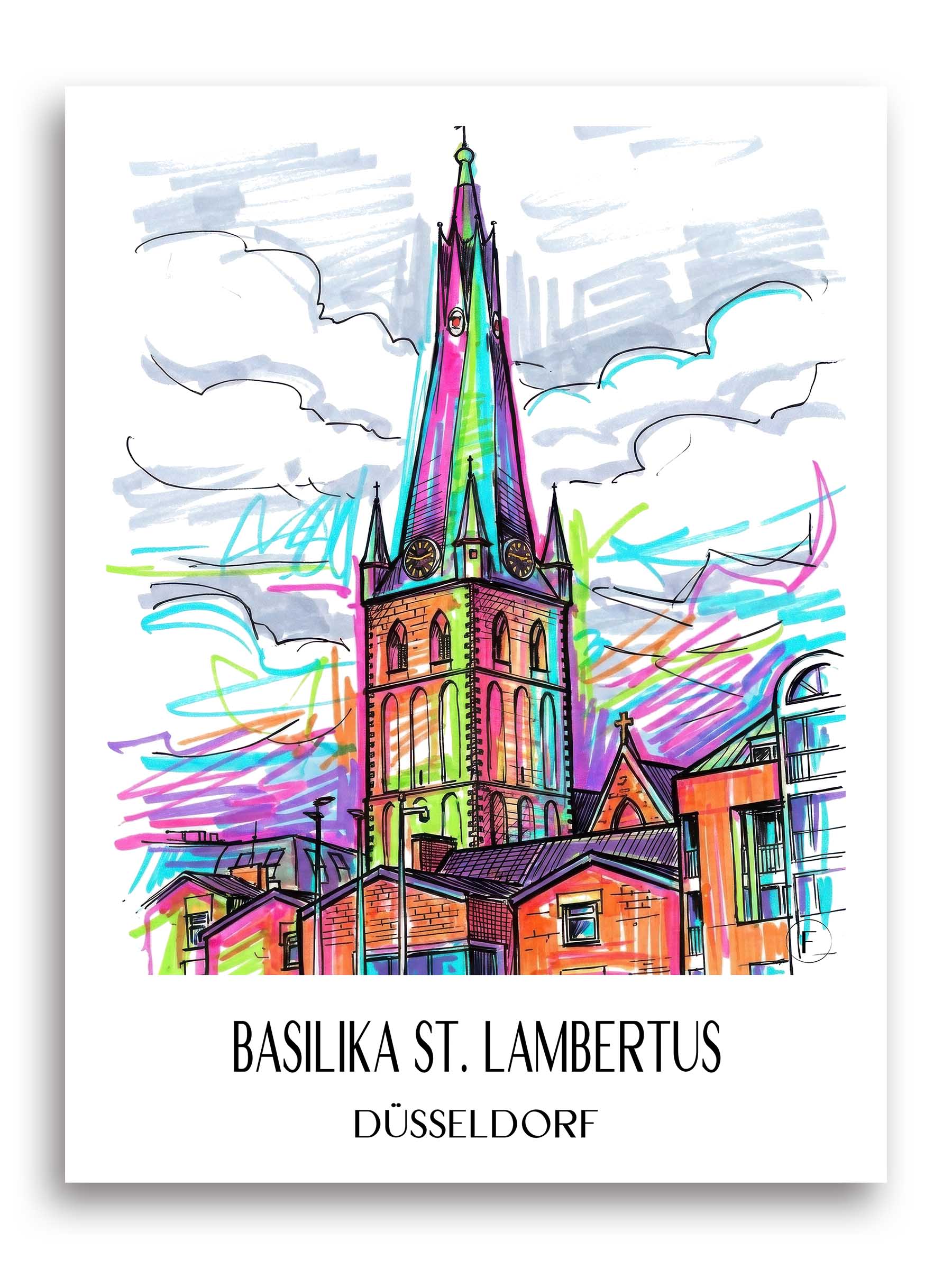 basilika-st.-lambertus-düsseldorf-deutschland-poster-graffiti