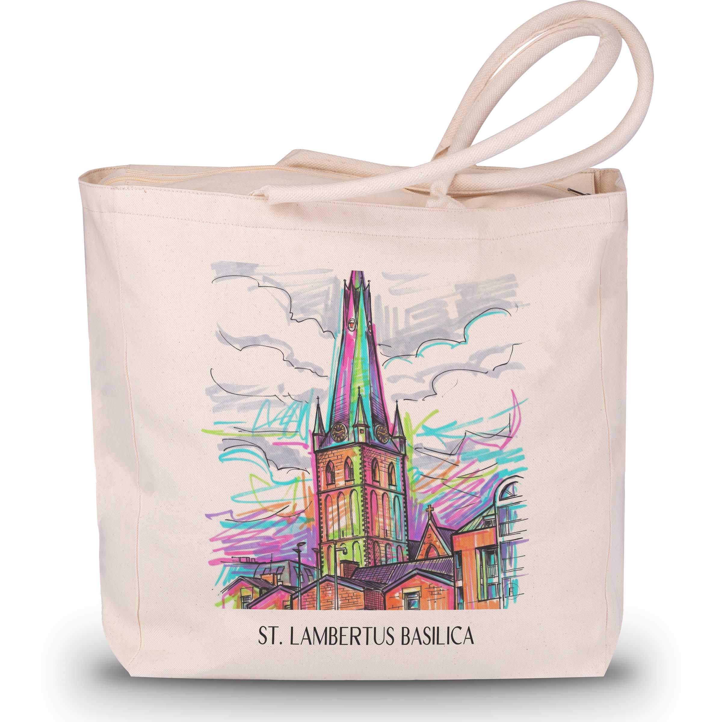 Basilika St. Lambertus Shopping Tasche - Düsseldorf - Deutschland Tote Bag - Einkaufstasche im Tag Graffiti Stil