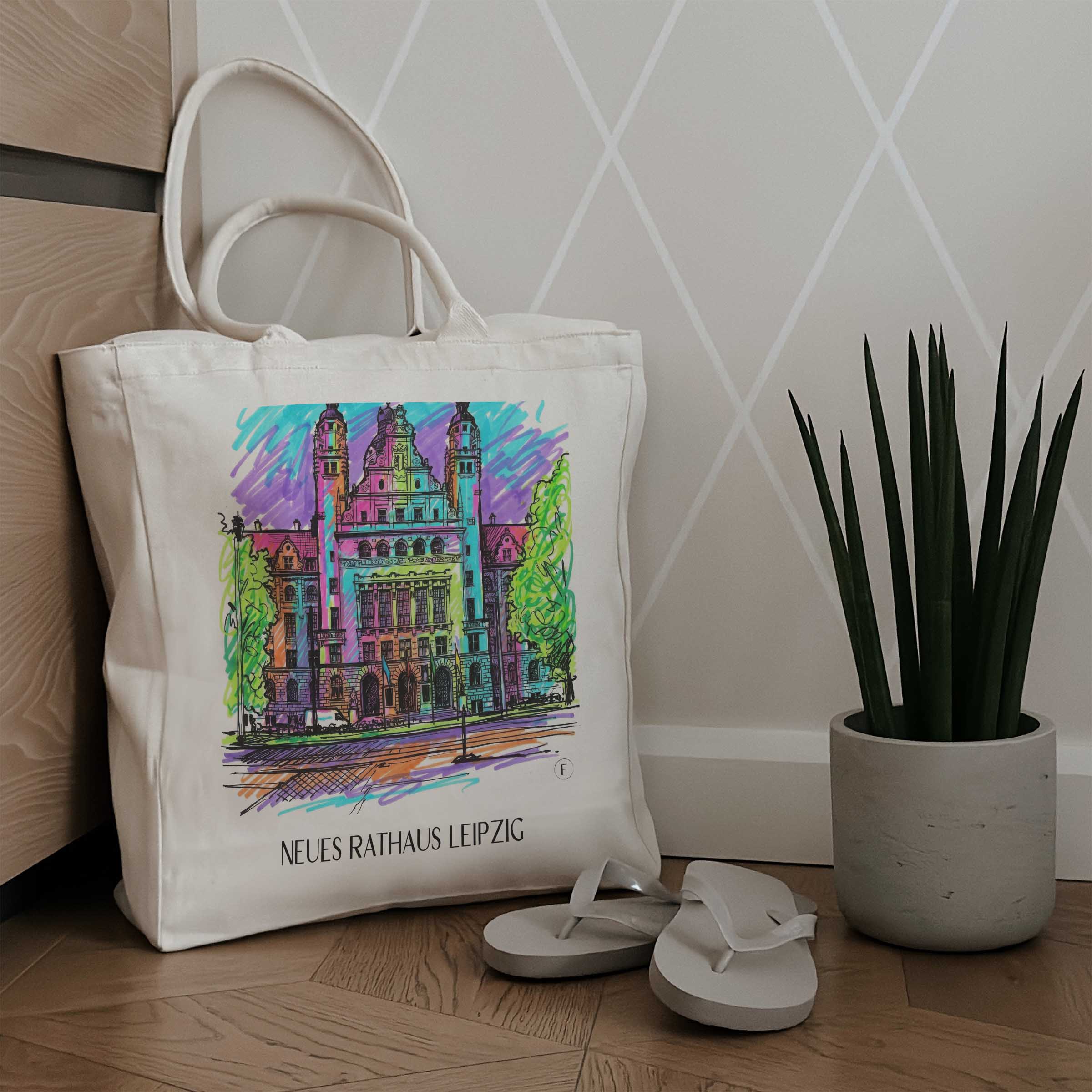 neues-rathaus-leipzig-deutschland-einkaufstasche-graffiti