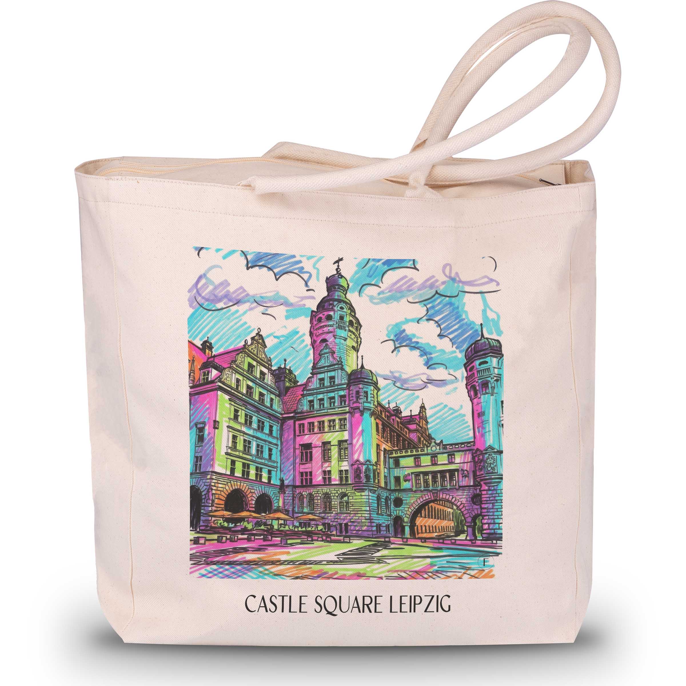 Burgplatz Shopping Tasche - Leipzig - Deutschland Tote Bag - Einkaufstasche im Tag Graffiti Stil