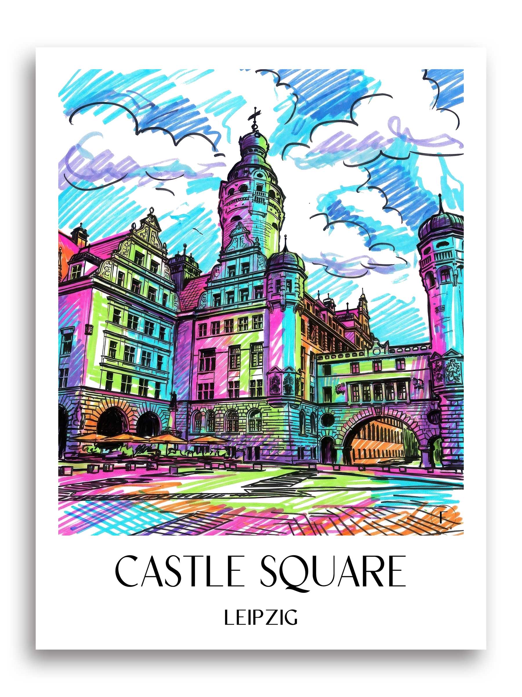 Burgplatz Poster - Leipzig - Deutschland Kunstdruck - Tag Graffiti von A4 bis A1