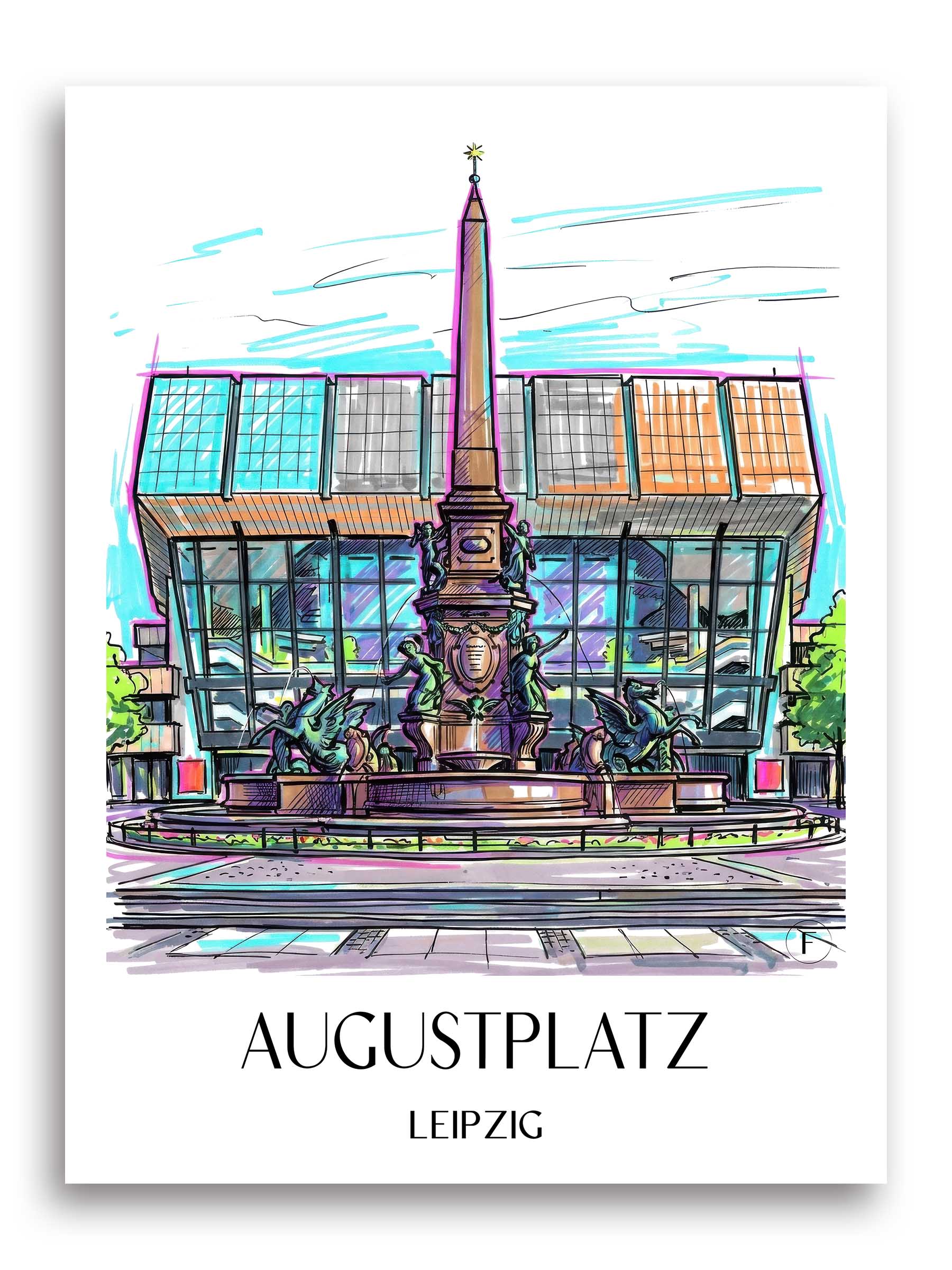 Augustplatz Poster - Leipzig - Deutschland Kunstdruck - Tag Graffiti von A4 bis A1