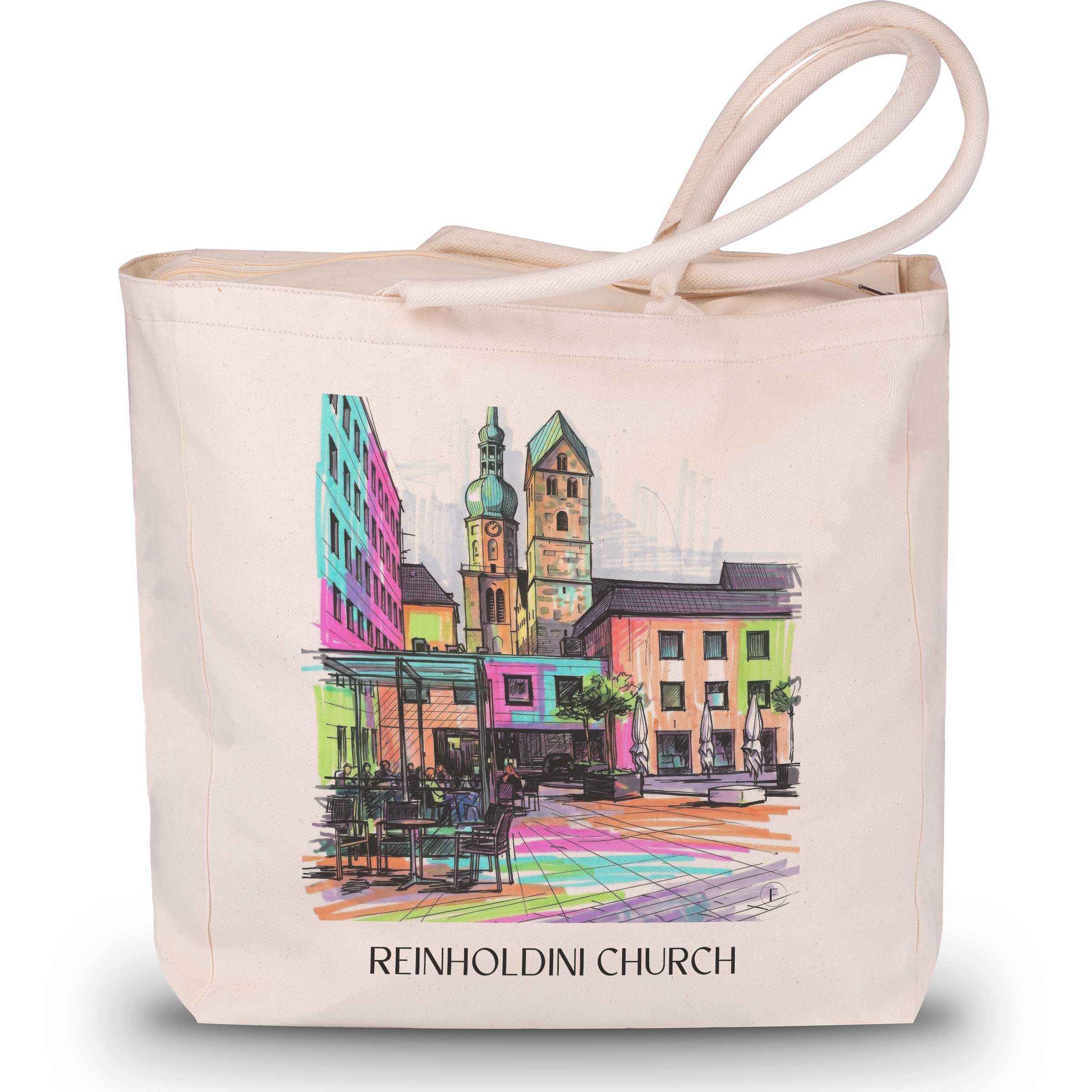Reinholdinikirche Shopping Tasche - Dortmund - Deutschland Tote Bag - Einkaufstasche im Tag Graffiti Stil