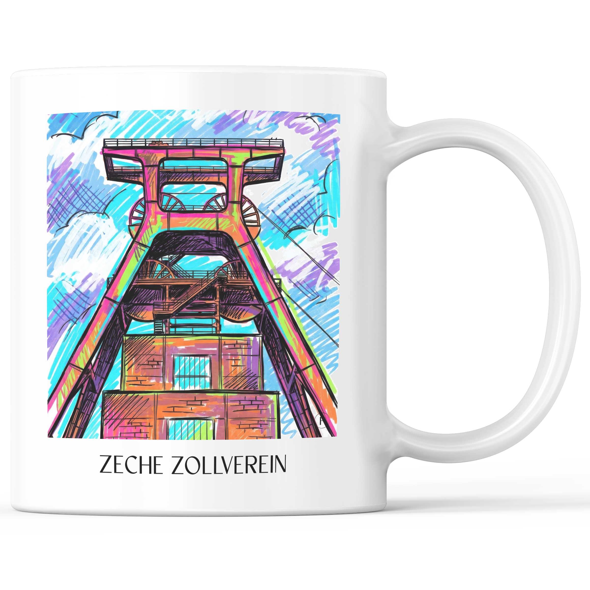 Zeche Zollverein Kaffeebecher - Essen - Deutschland Becher - Kaffeetasse im Tag Graffiti Stil