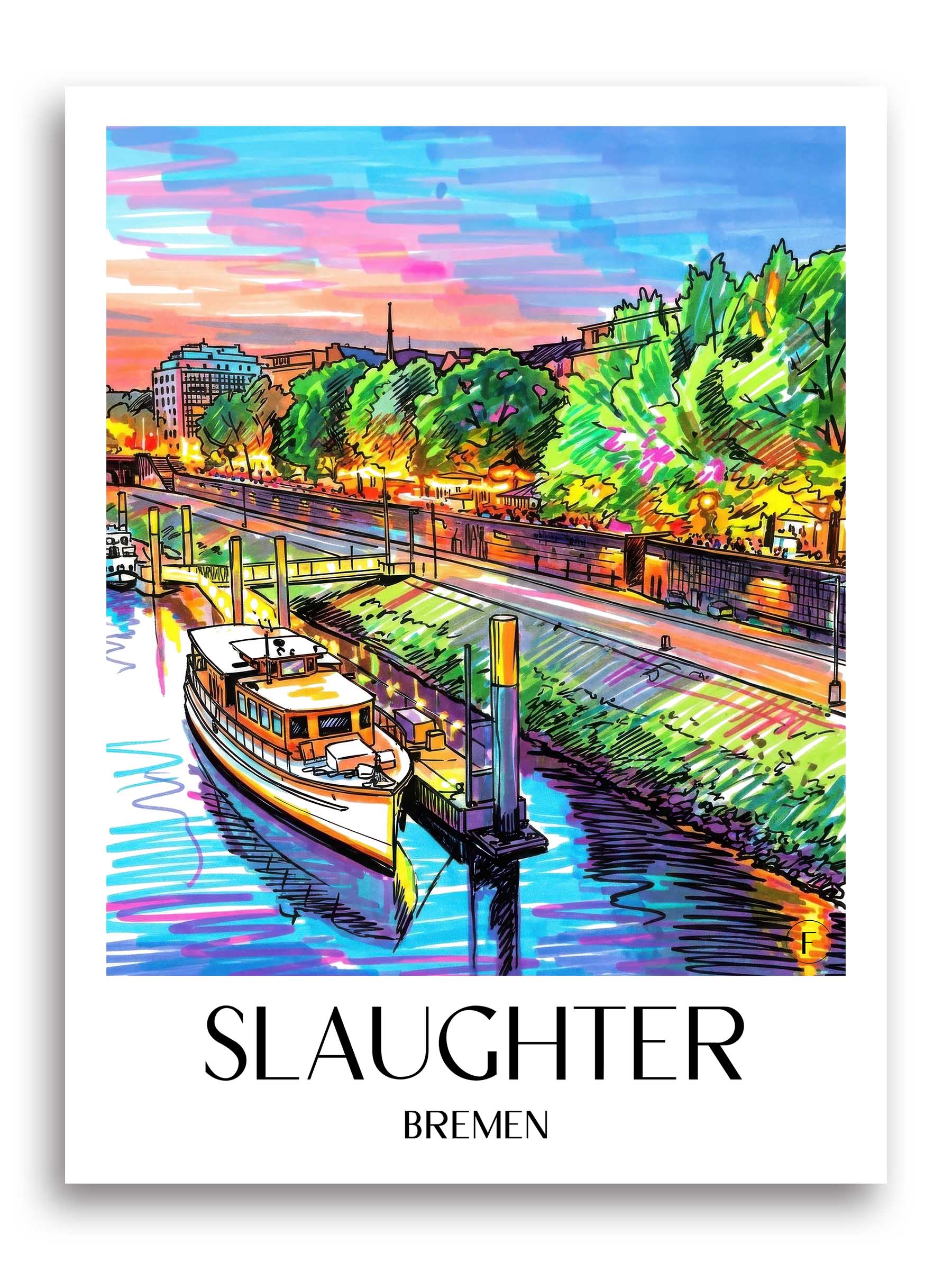 Schlachte Poster - Bremen - Deutschland Kunstdruck - Tag Graffiti von A4 bis A1