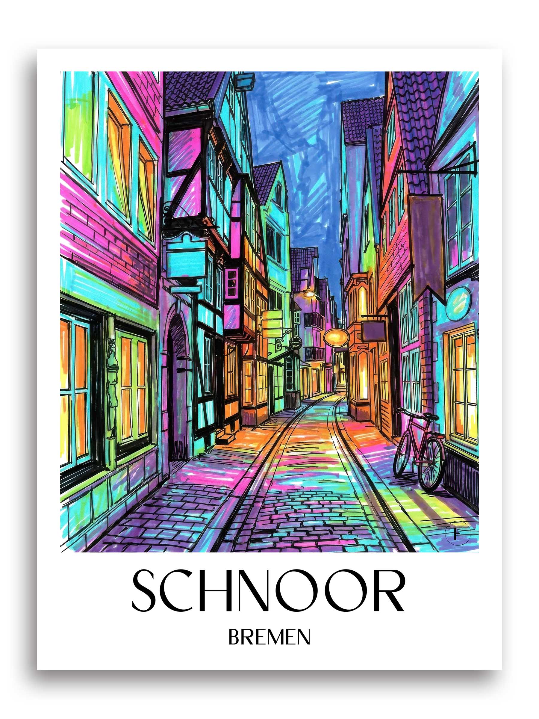 Schnoor Poster - Bremen - Deutschland Kunstdruck - Tag Graffiti von A4 bis A1