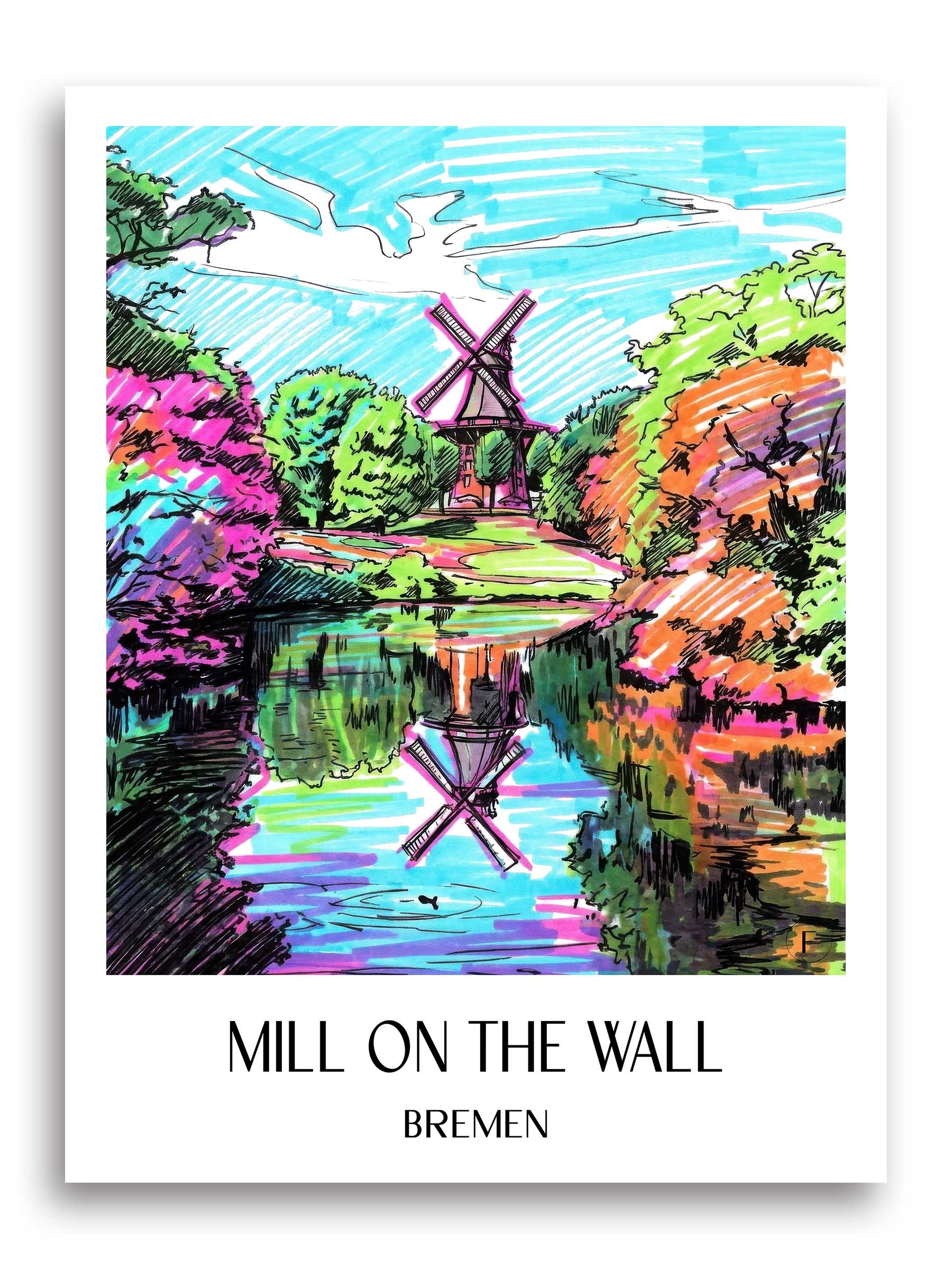 Mühle am Wall Poster - Bremen - Deutschland Kunstdruck - Tag Graffiti von A4 bis A1