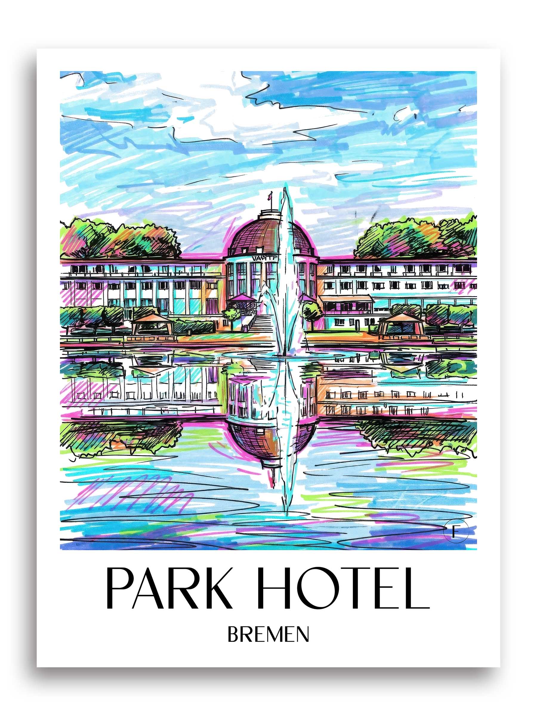 Parkhotel Poster - Bremen - Deutschland Kunstdruck - Tag Graffiti von A4 bis A1