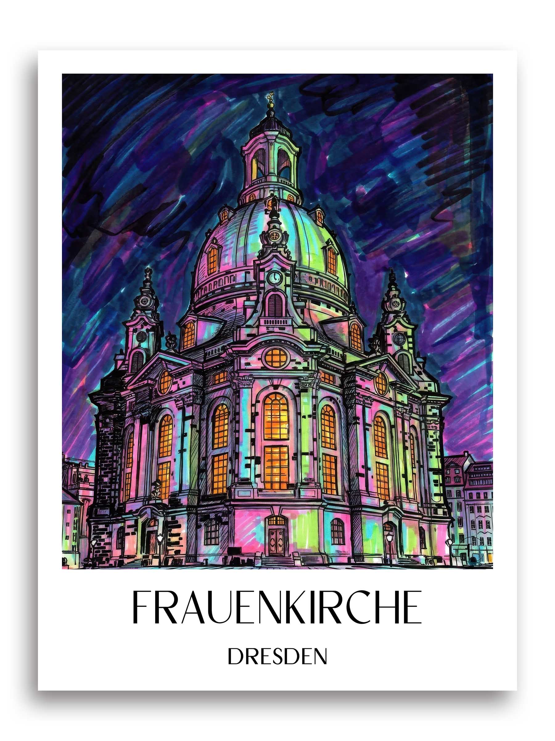 Frauenkirche Poster - Dresden - Deutschland Kunstdruck - Tag Graffiti von A4 bis A1