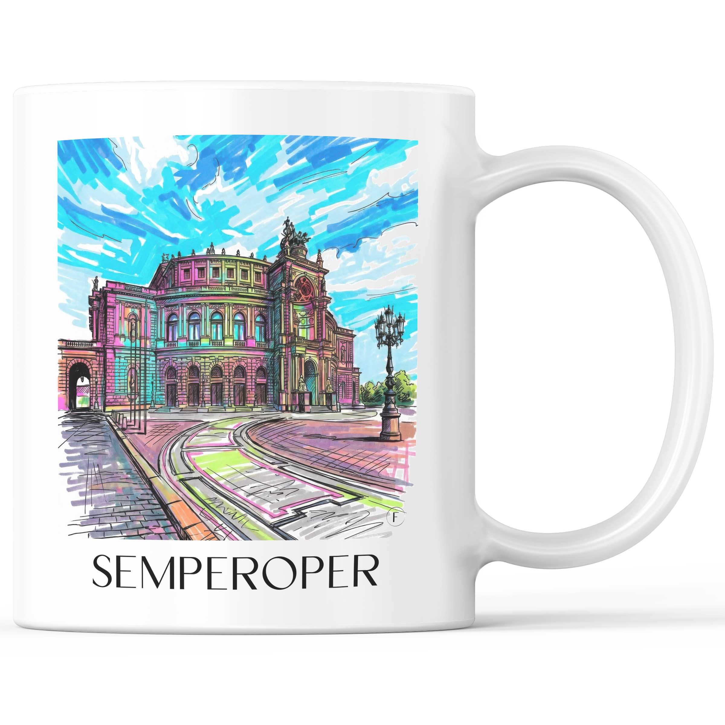 Semperoper Kaffeebecher - Dresden - Deutschland Becher - Kaffeetasse im Tag Graffiti Stil