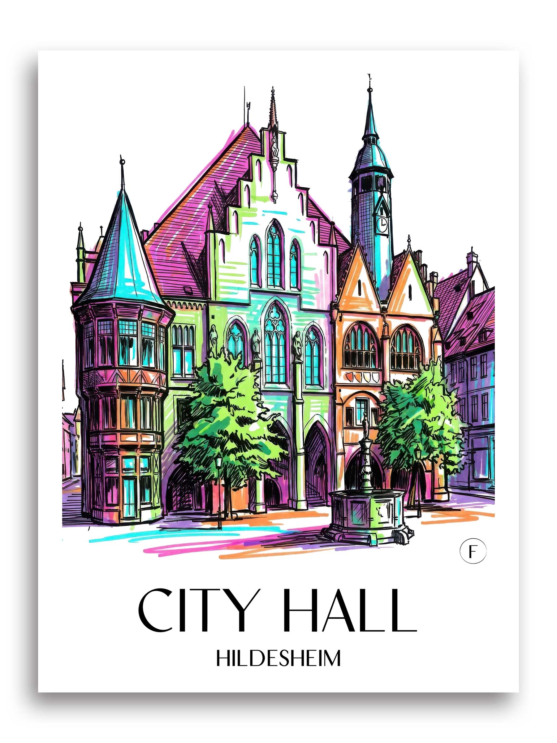 Rathaus Poster - Hildesheim - Deutschland Kunstdruck - Tag Graffiti von A4 bis A1