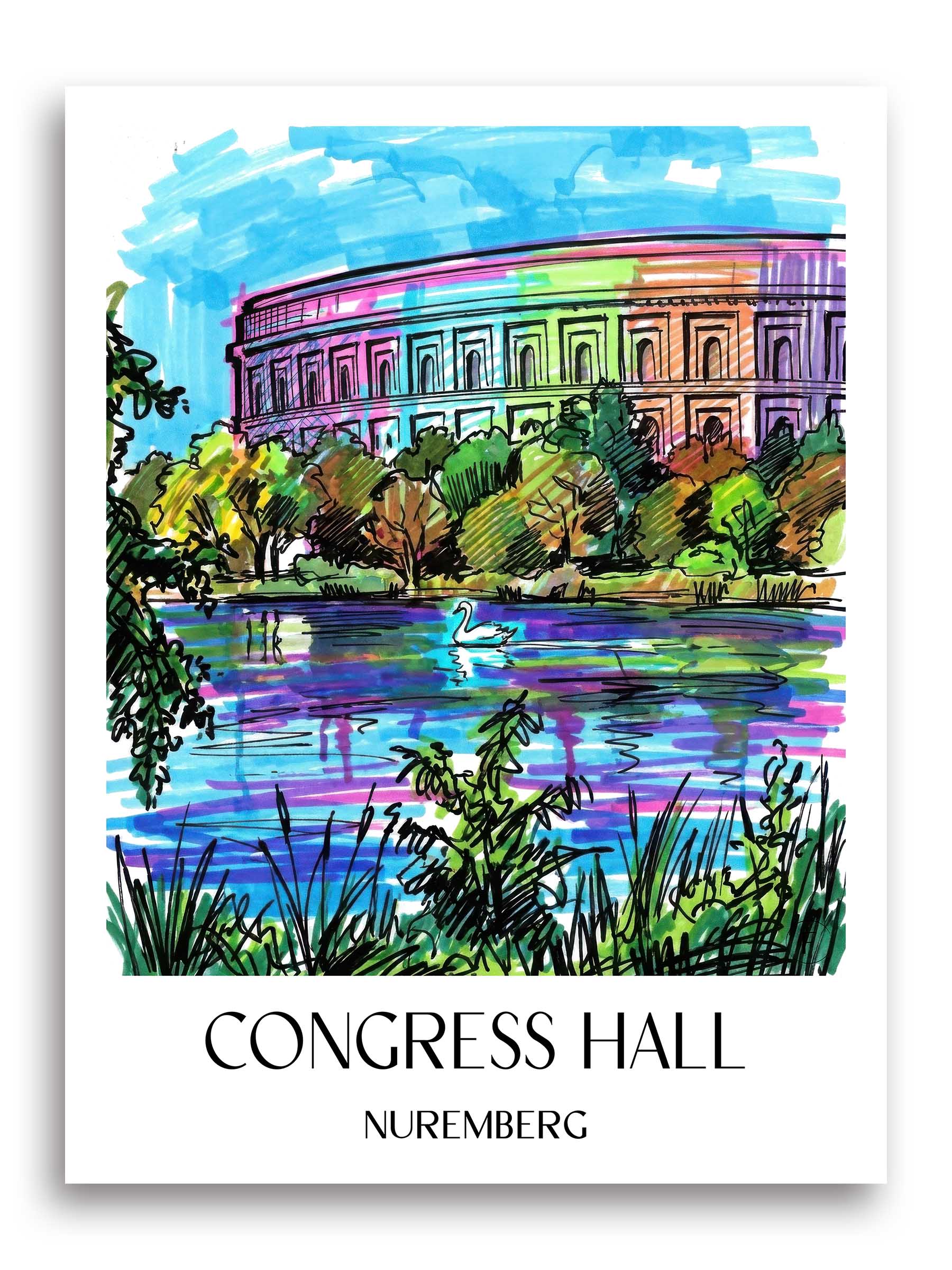 Kongresshalle Poster - Nürnberg - Deutschland Kunstdruck - Tag Graffiti von A4 bis A1