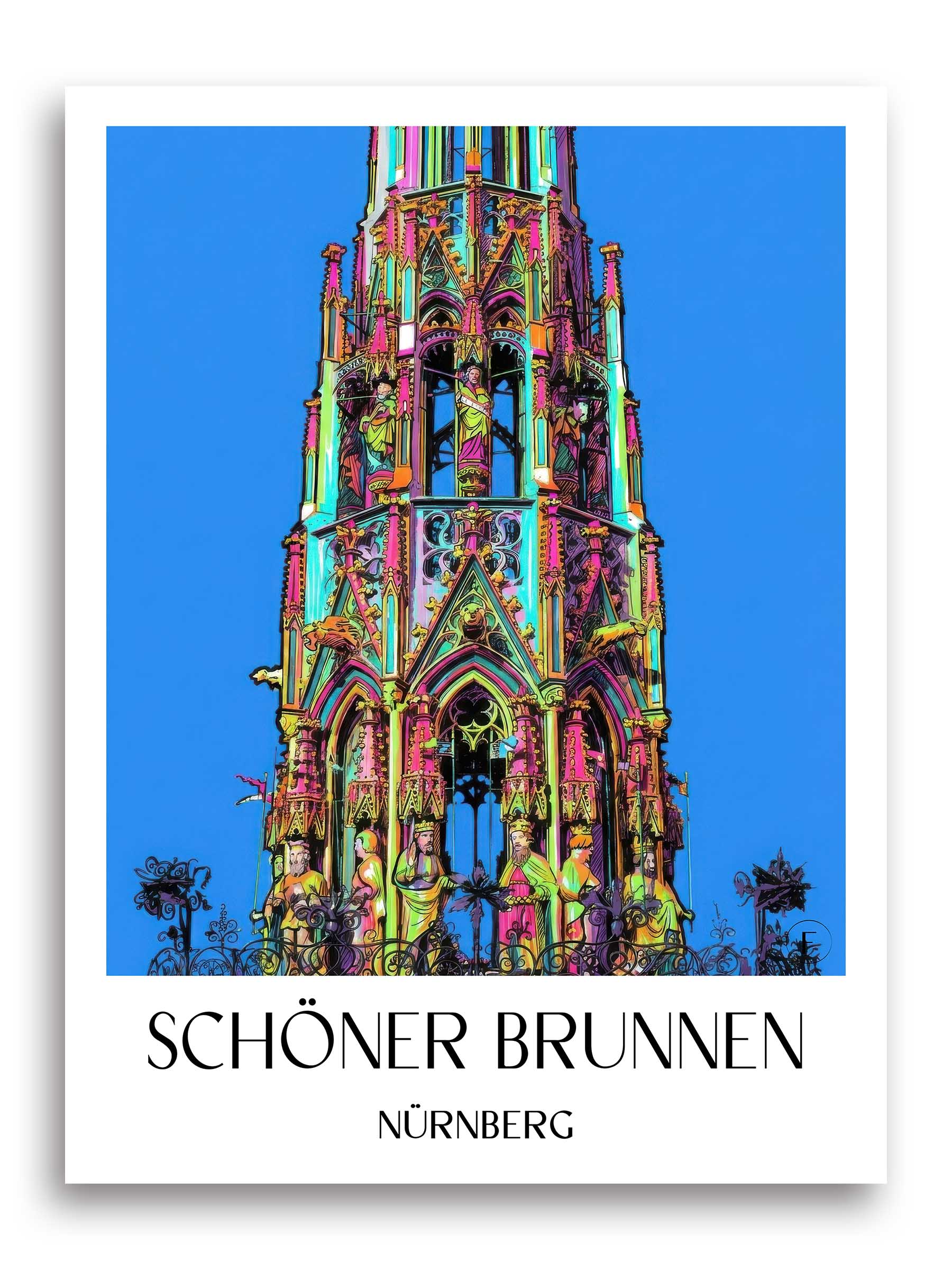 schöner-brunnen-nürnberg-deutschland-poster-graffiti