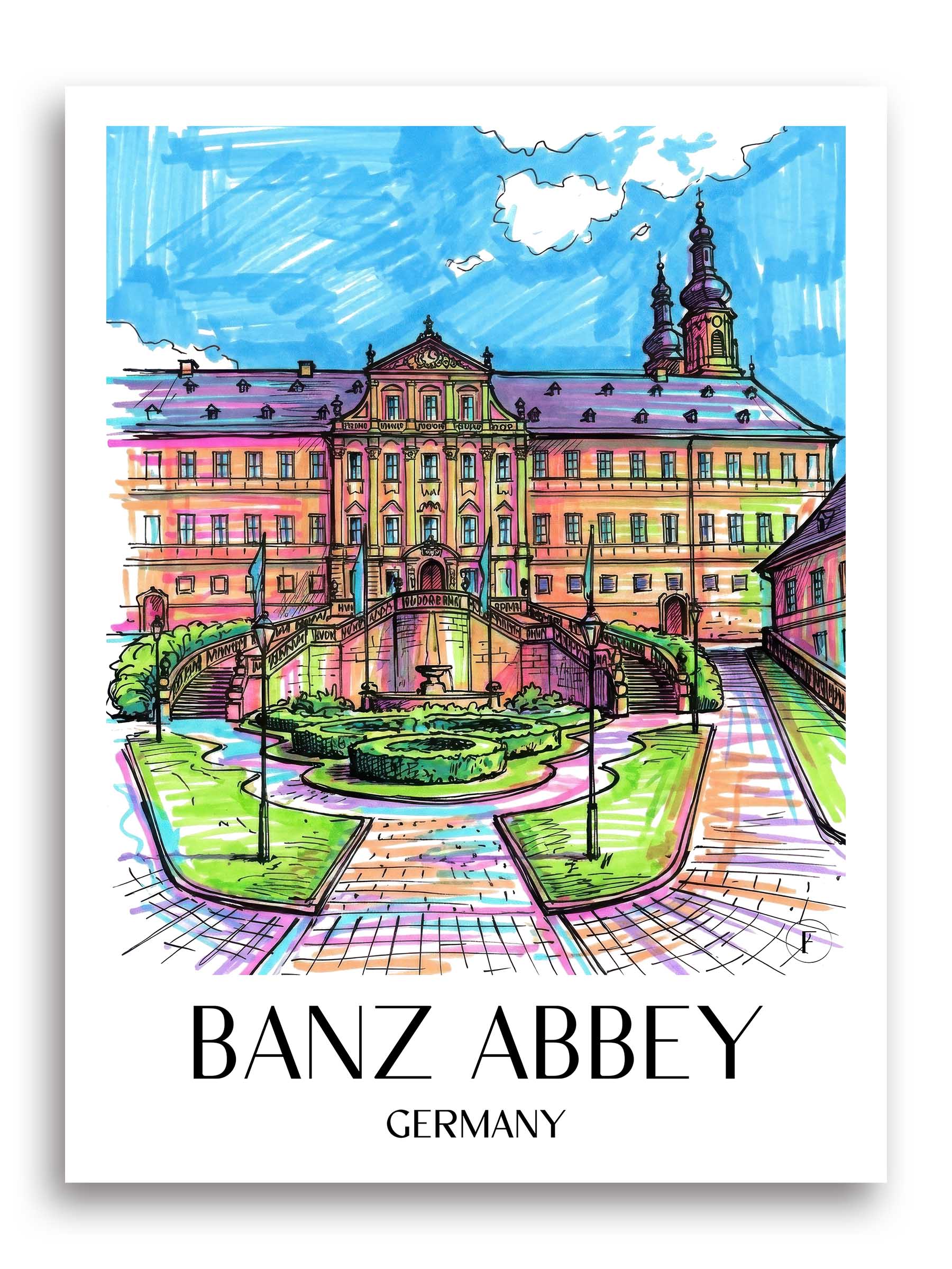 Kloster Banz Poster - - Deutschland Kunstdruck - Tag Graffiti von A4 bis A1