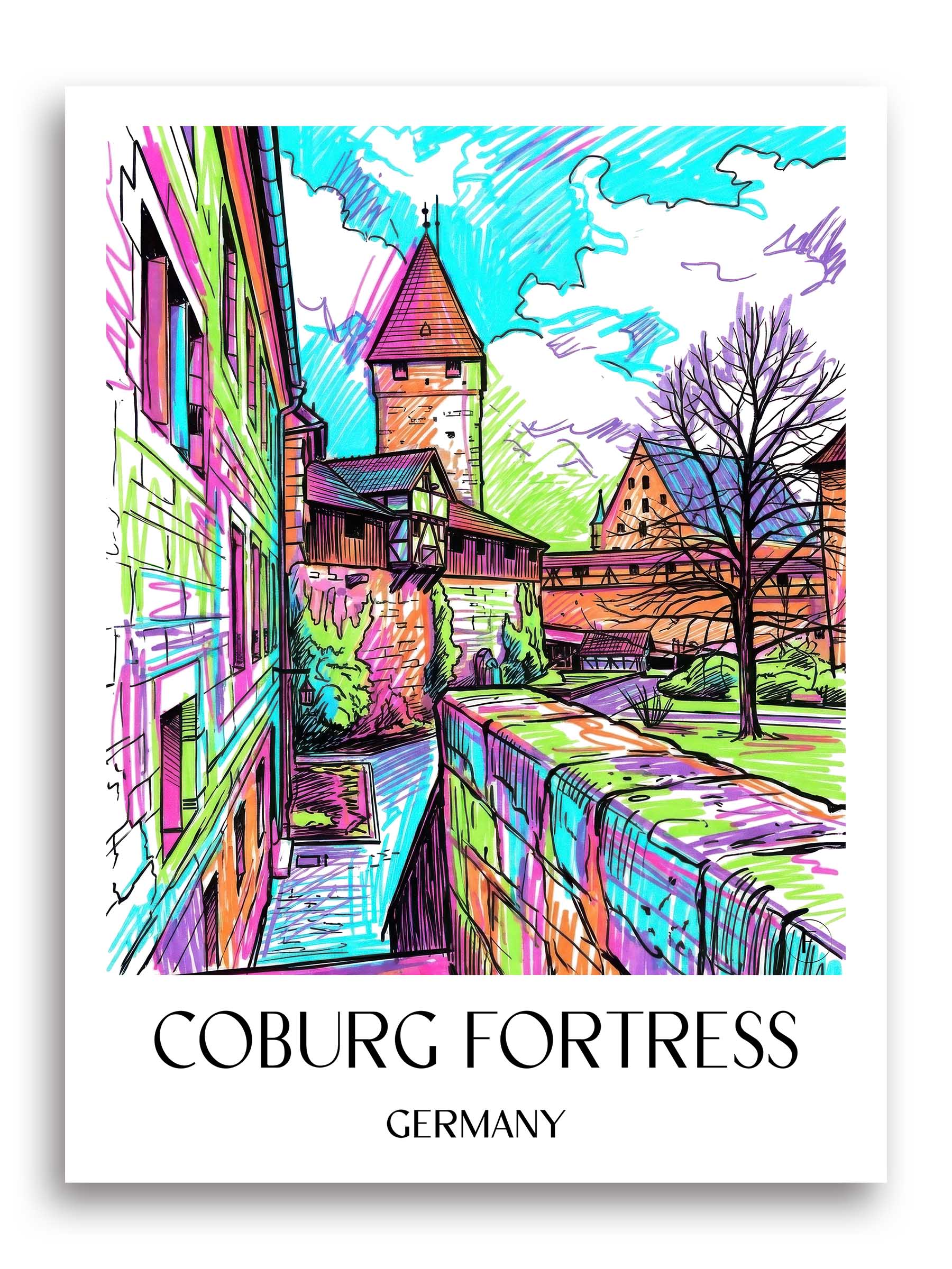 Veste Coburg Poster - - Deutschland Kunstdruck - Tag Graffiti von A4 bis A1