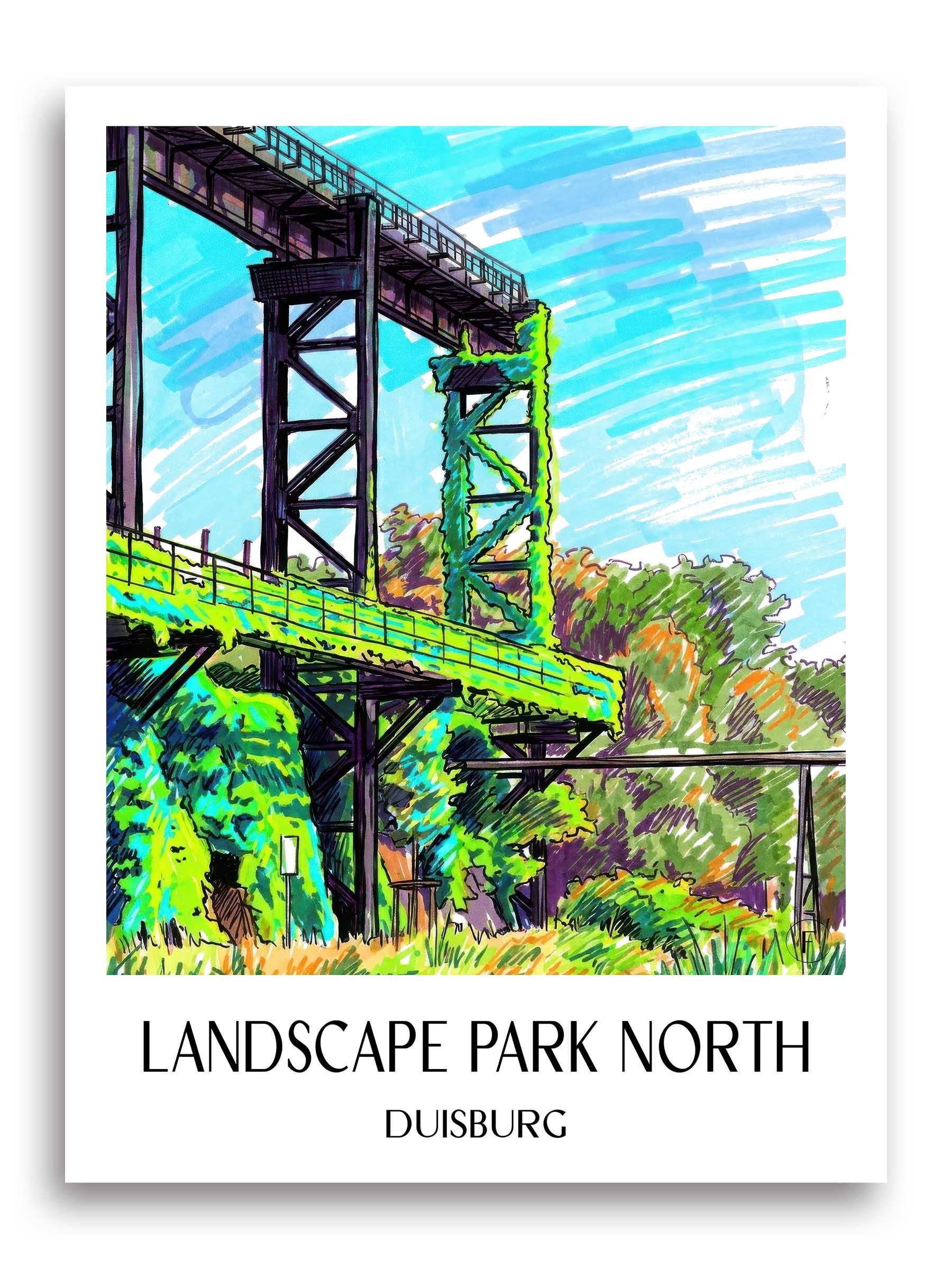 Landschaftspark Nord Poster - Duisburg - Deutschland Kunstdruck - Tag Graffiti von A4 bis A1