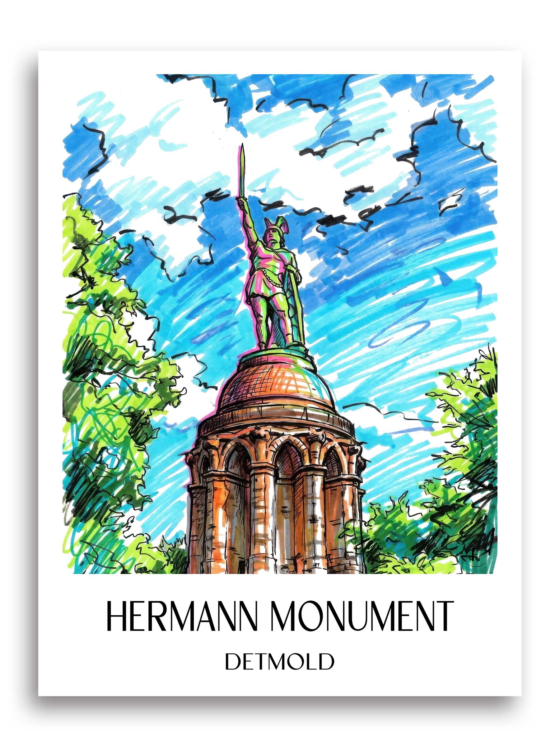 Hermannsdenkmal Poster - Detmold - Deutschland Kunstdruck - Tag Graffiti von A4 bis A1