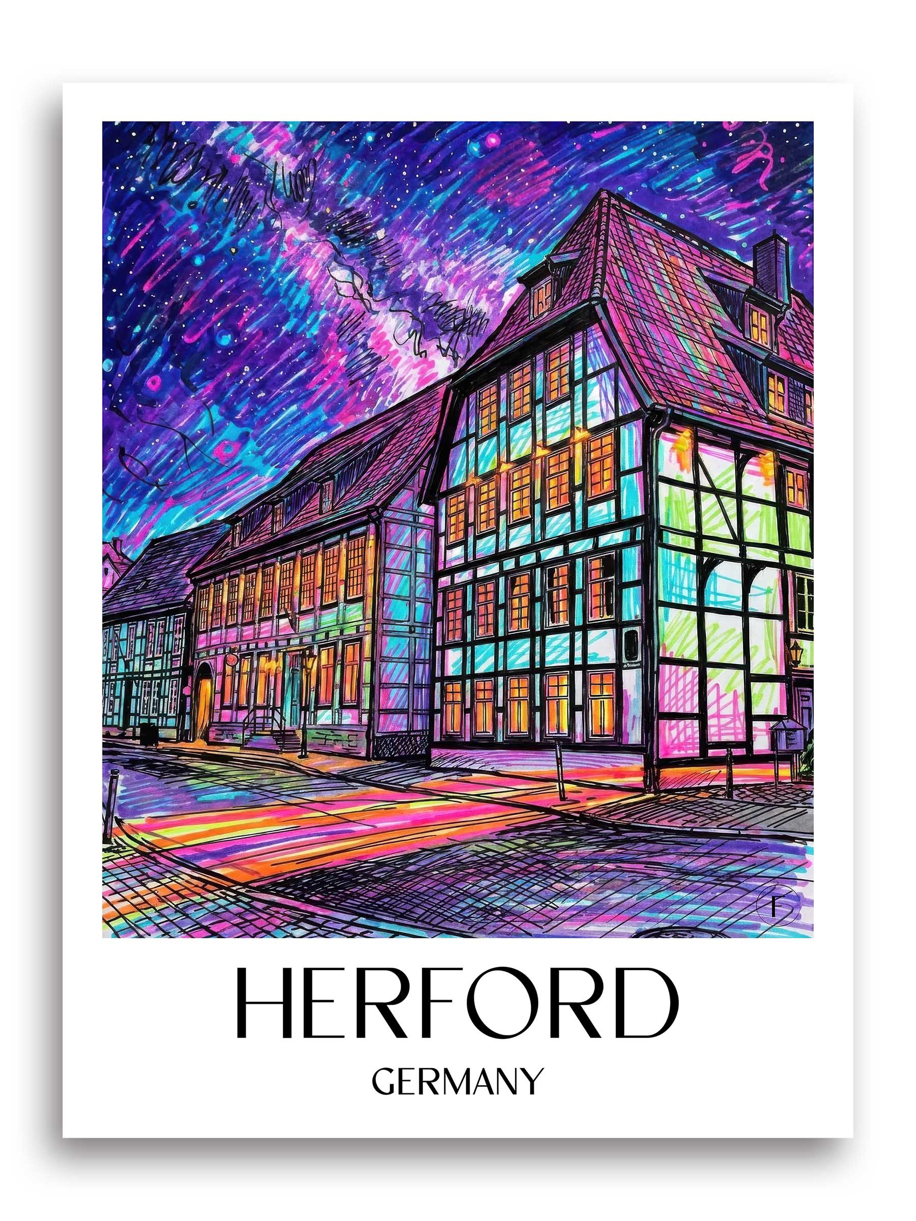 Herford Poster - Ostwestfalen - Deutschland Kunstdruck - Tag Graffiti von A4 bis A1