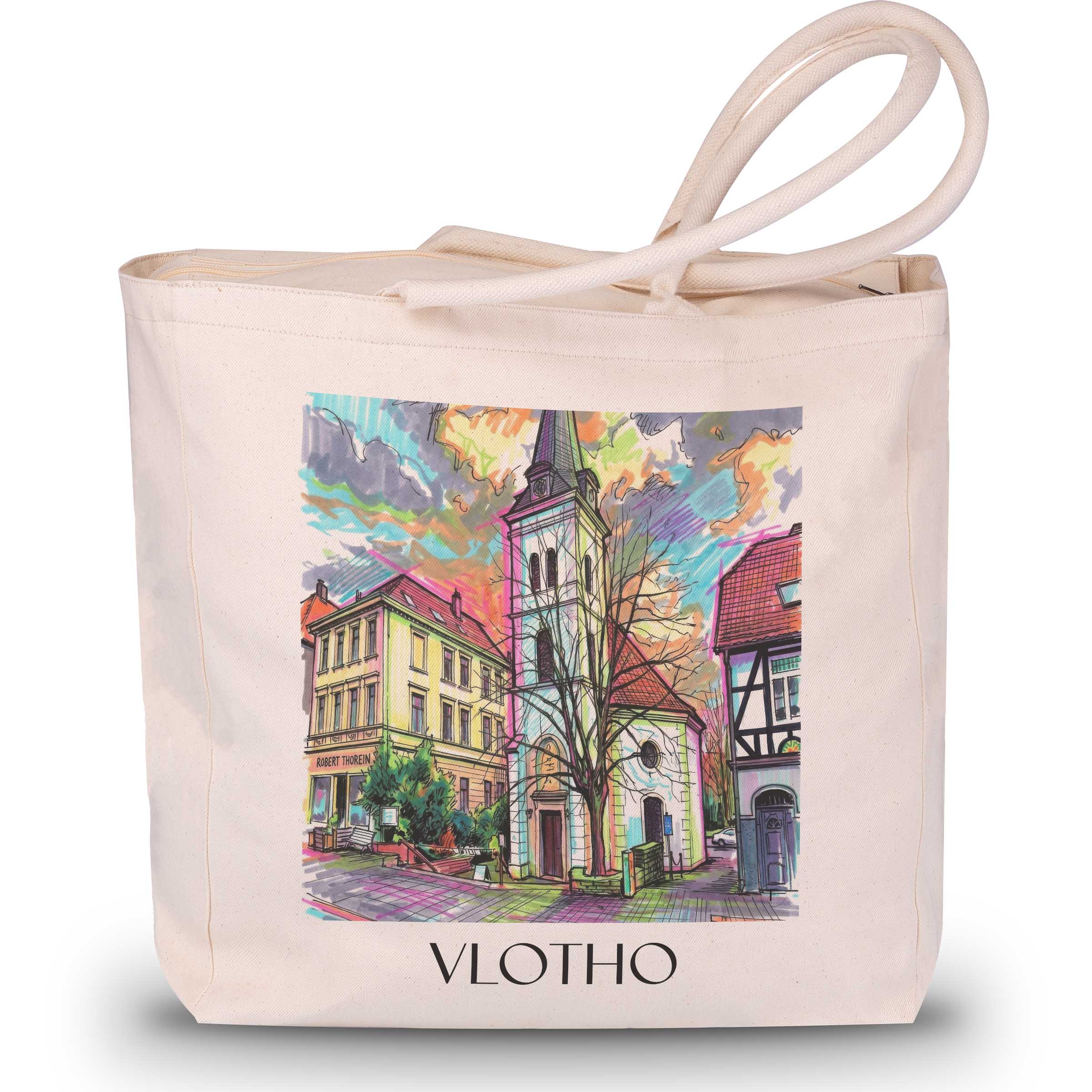 Vlotho Shopping Tasche - Herford - Deutschland Tote Bag - Einkaufstasche im Tag Graffiti Stil
