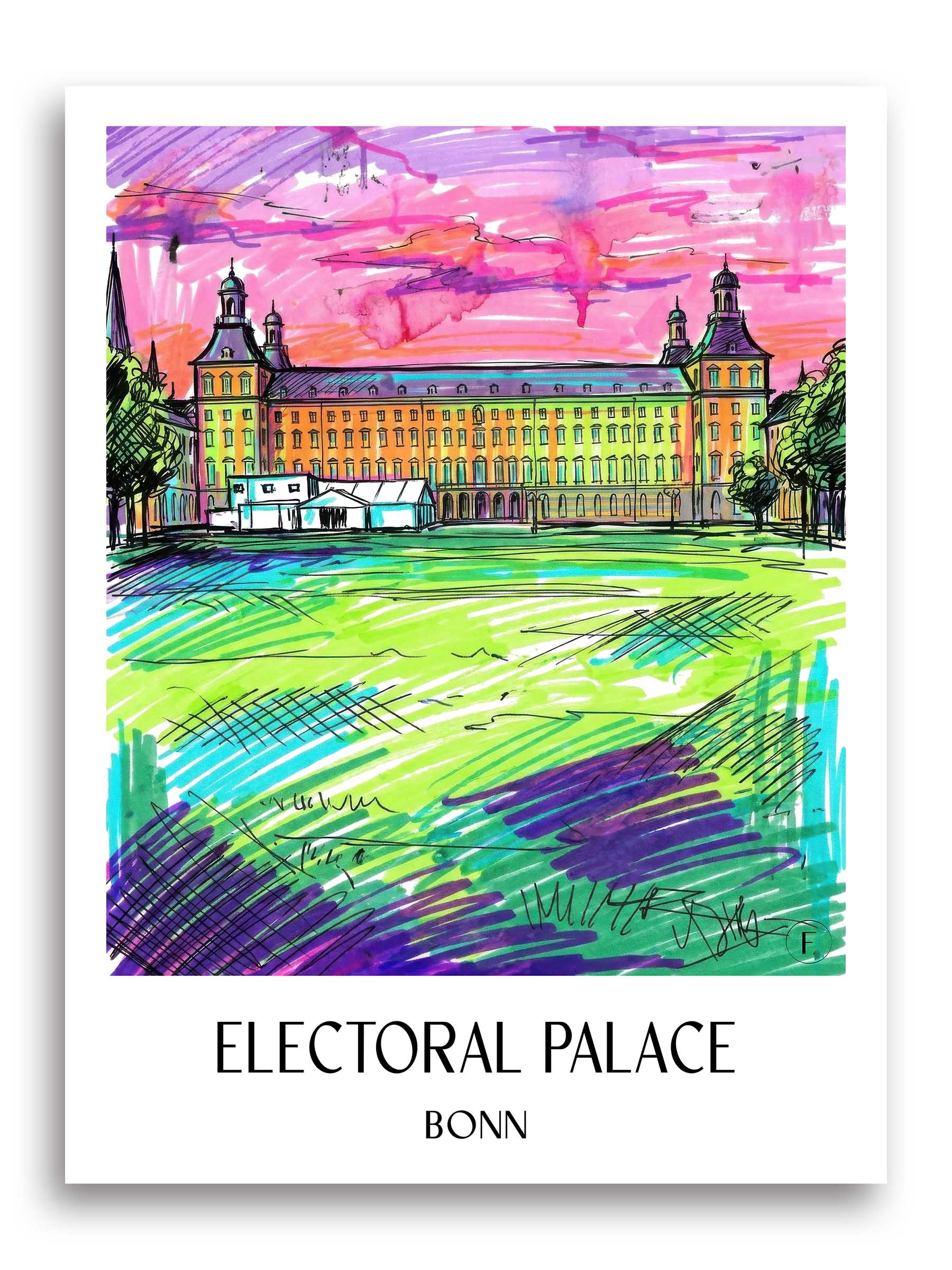 Kurfürstliches Schloss Poster - Bonn - Deutschland Kunstdruck - Tag Graffiti von A4 bis A1