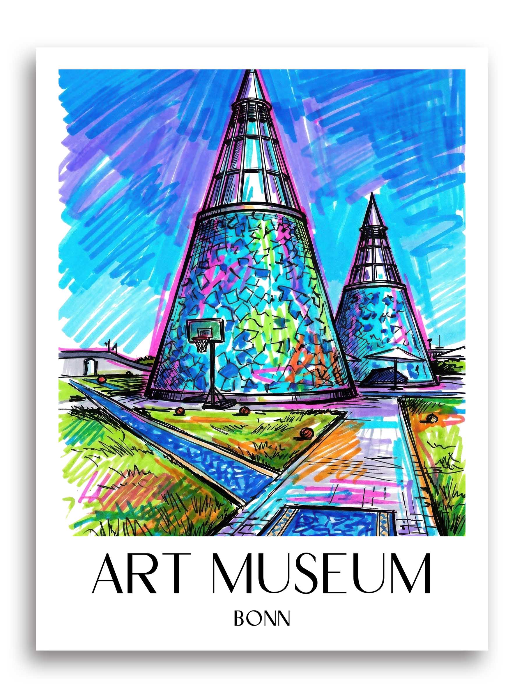 Kunstmuseum Poster - Bonn - Deutschland Kunstdruck - Tag Graffiti von A4 bis A1