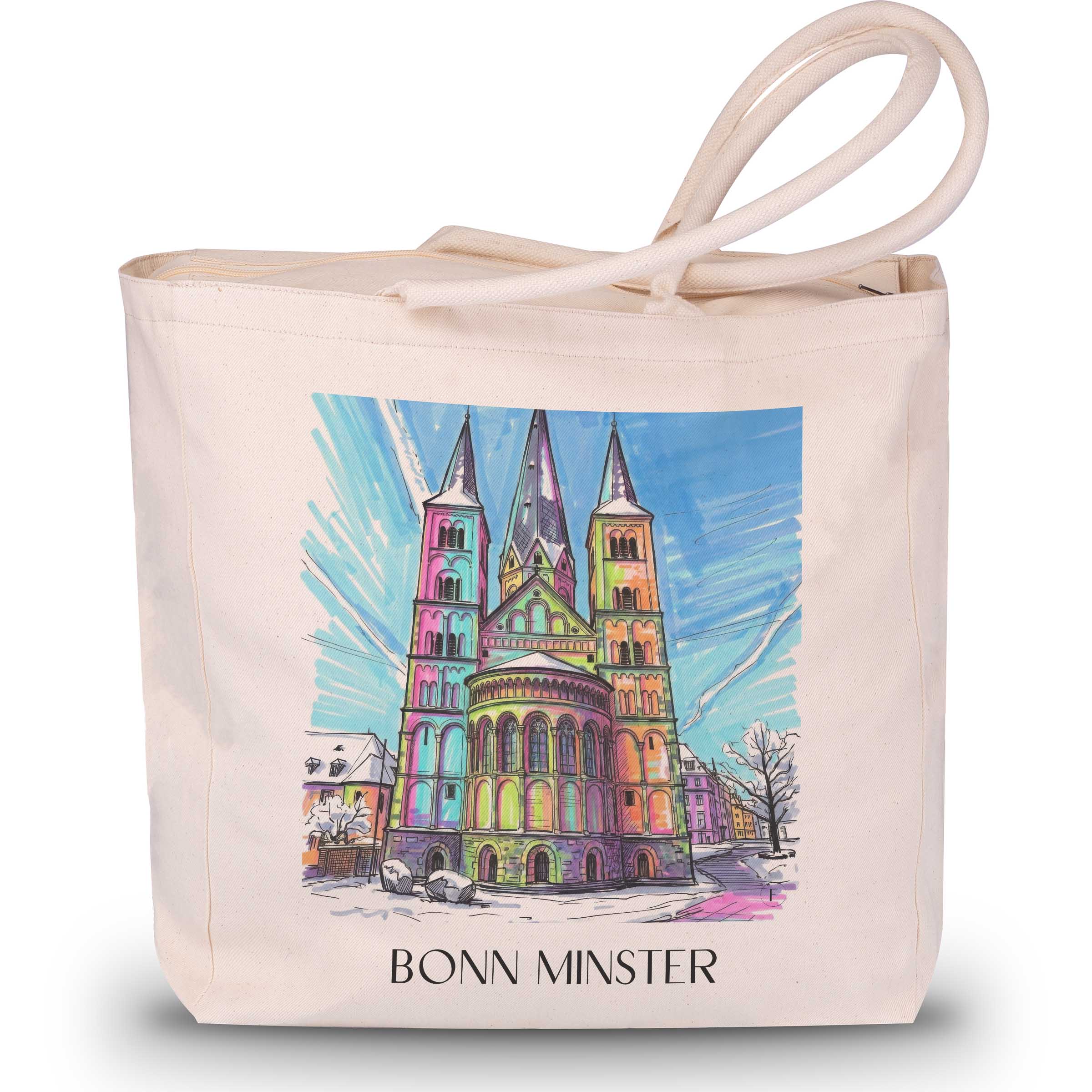 Bonner Münster Shopping Tasche - Bonn - Deutschland Tote Bag - Einkaufstasche im Tag Graffiti Stil
